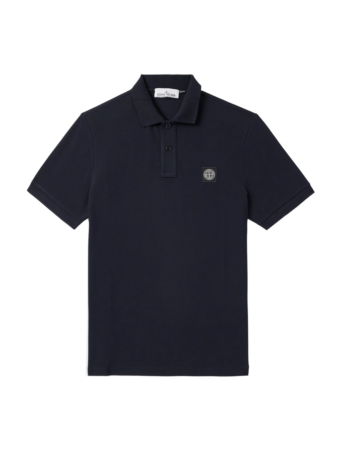 Stone Island Slim-fit Short-sleeve Polo Shirt With Compass Patch In Blue