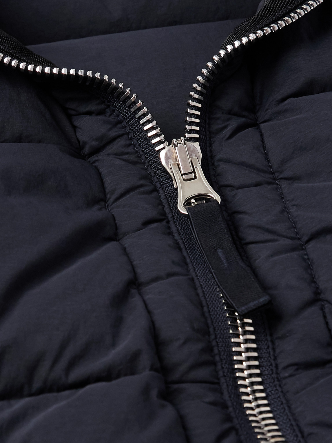 Stone Island Black Lightweight Stretch Nylon Fabric Padded Vest In Blue