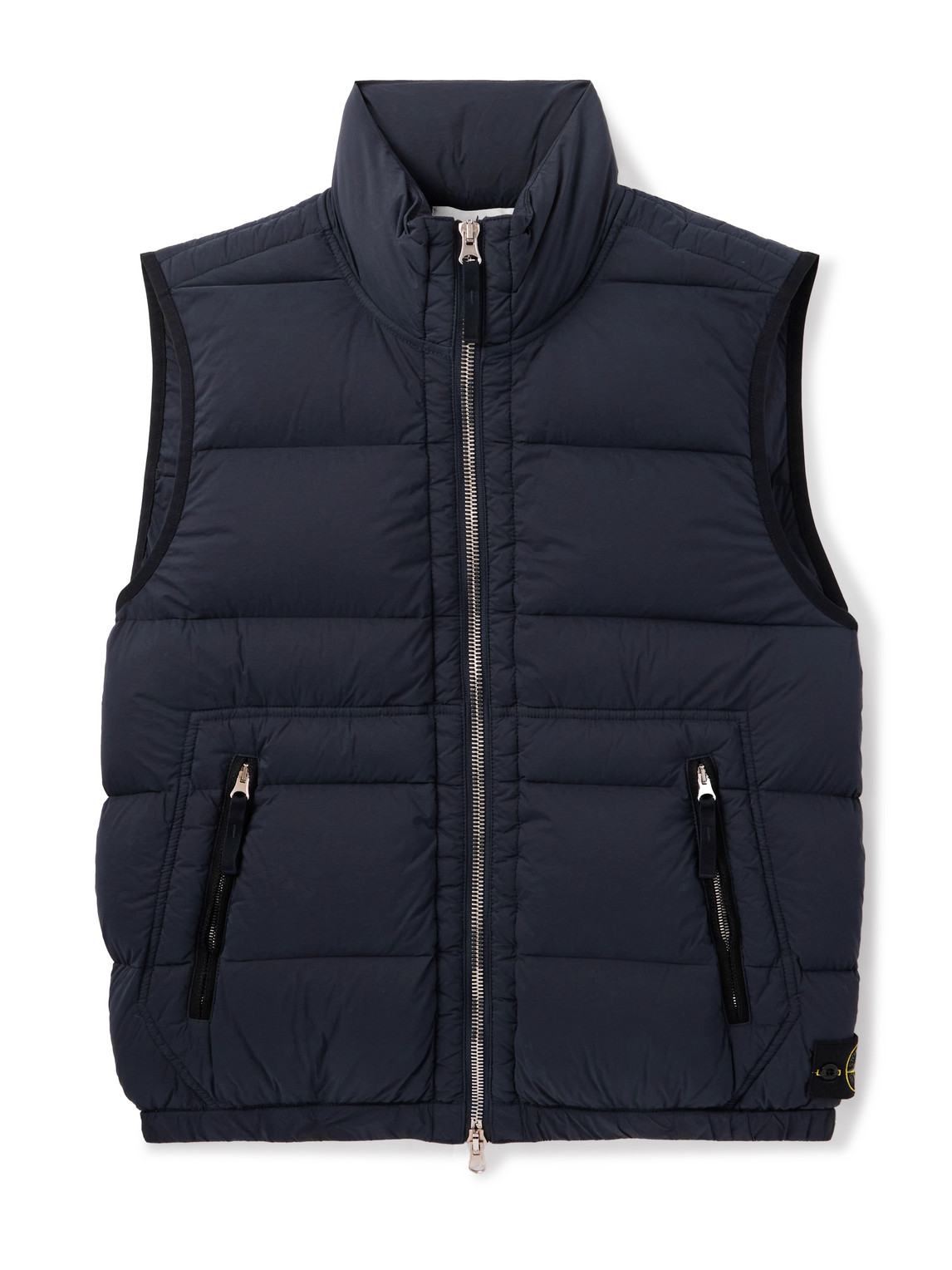 Stone Island Black Lightweight Stretch Nylon Fabric Padded Vest In Blue