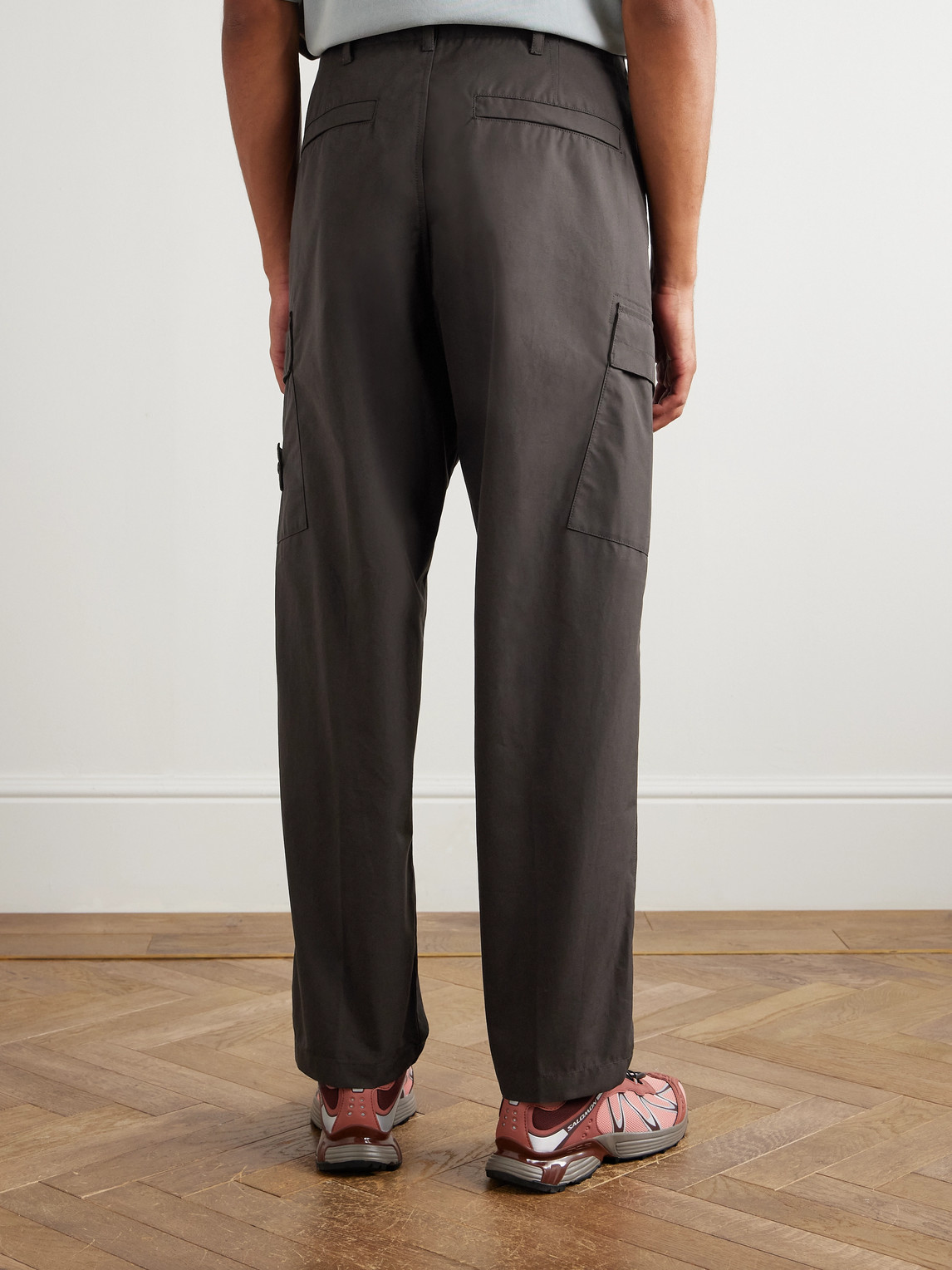 Stone Island Ghost Cotton-poplin Cargo Trousers In Brown