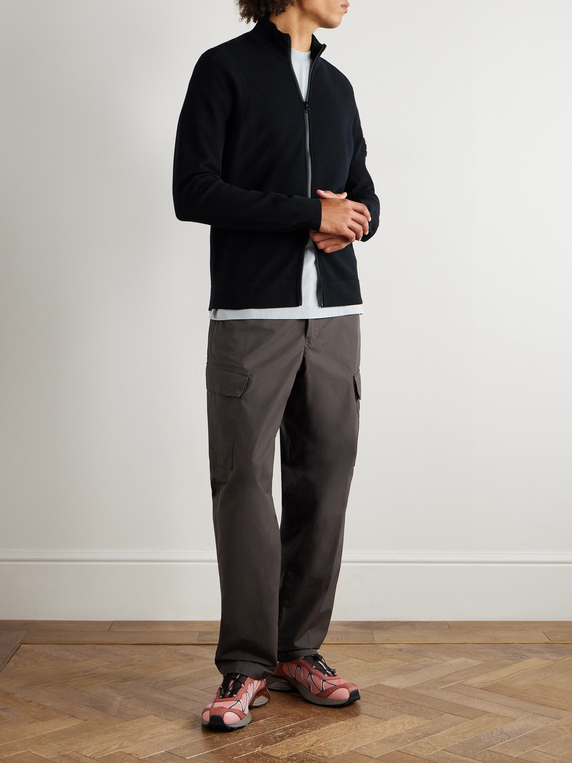 Stone Island Ghost Cotton-poplin Cargo Trousers In Brown