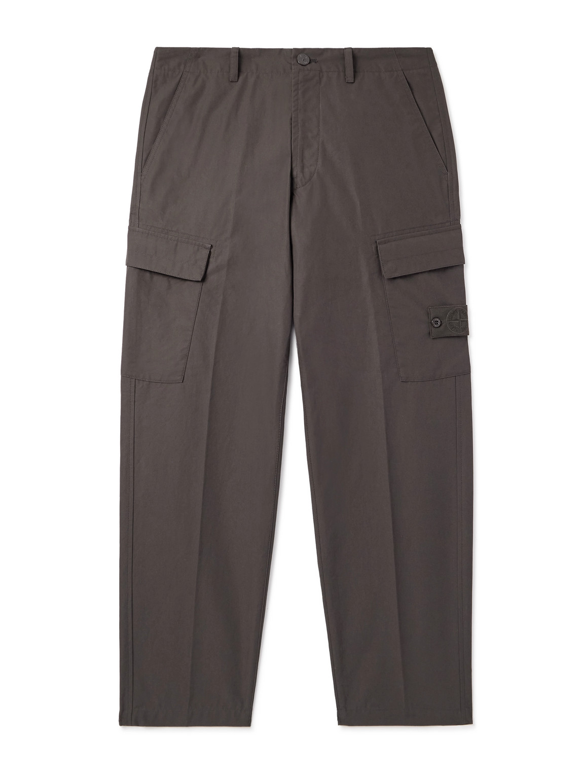 Stone Island Ghost Cotton-poplin Cargo Trousers In Brown