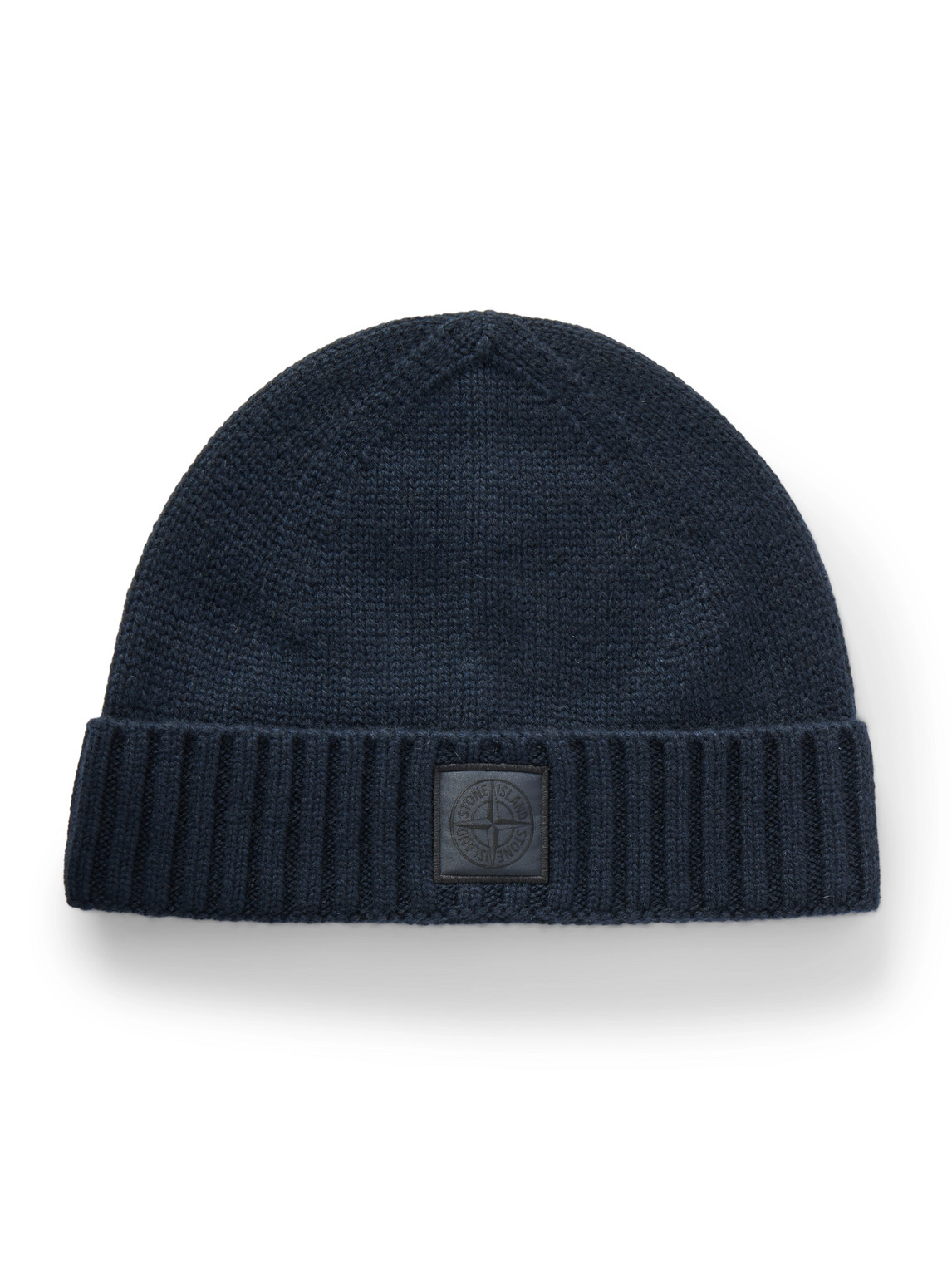 Stone Island Logo-appliquéd Cashmere Beanie In Blue