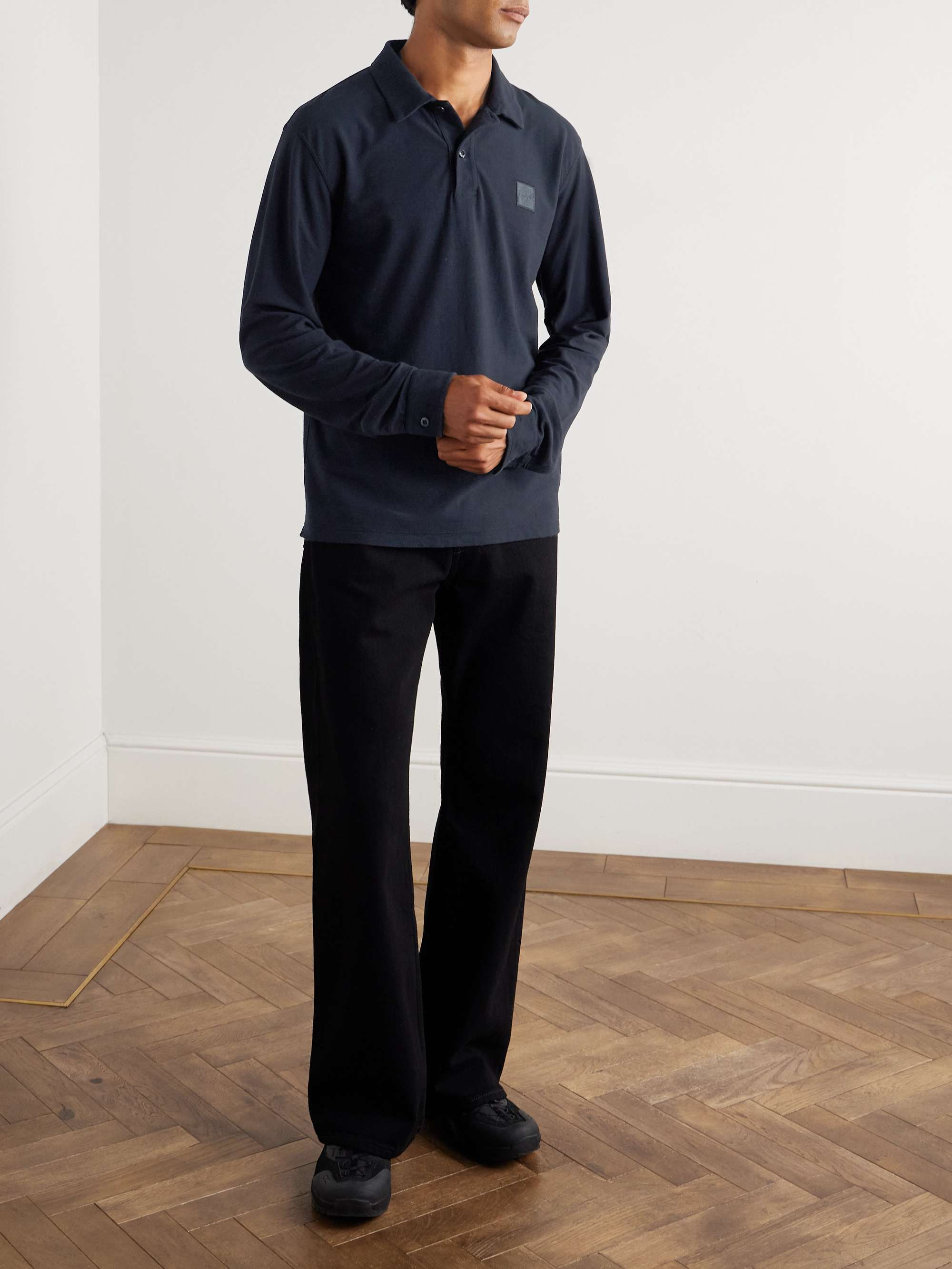 【STONE 】Long Sleeve Polo JEP0435STN_MODEL_FRONT.jpg