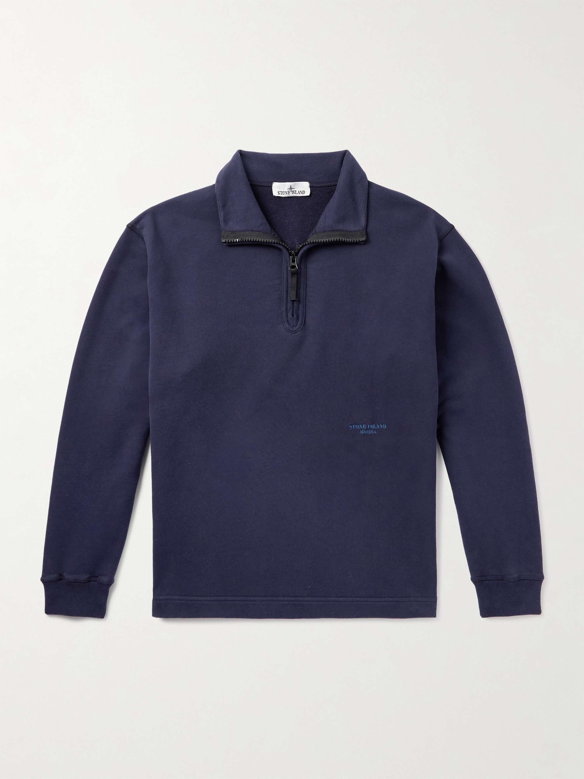 STONE ISLAND Marina Organic Cotton-Jersey Half-Zip