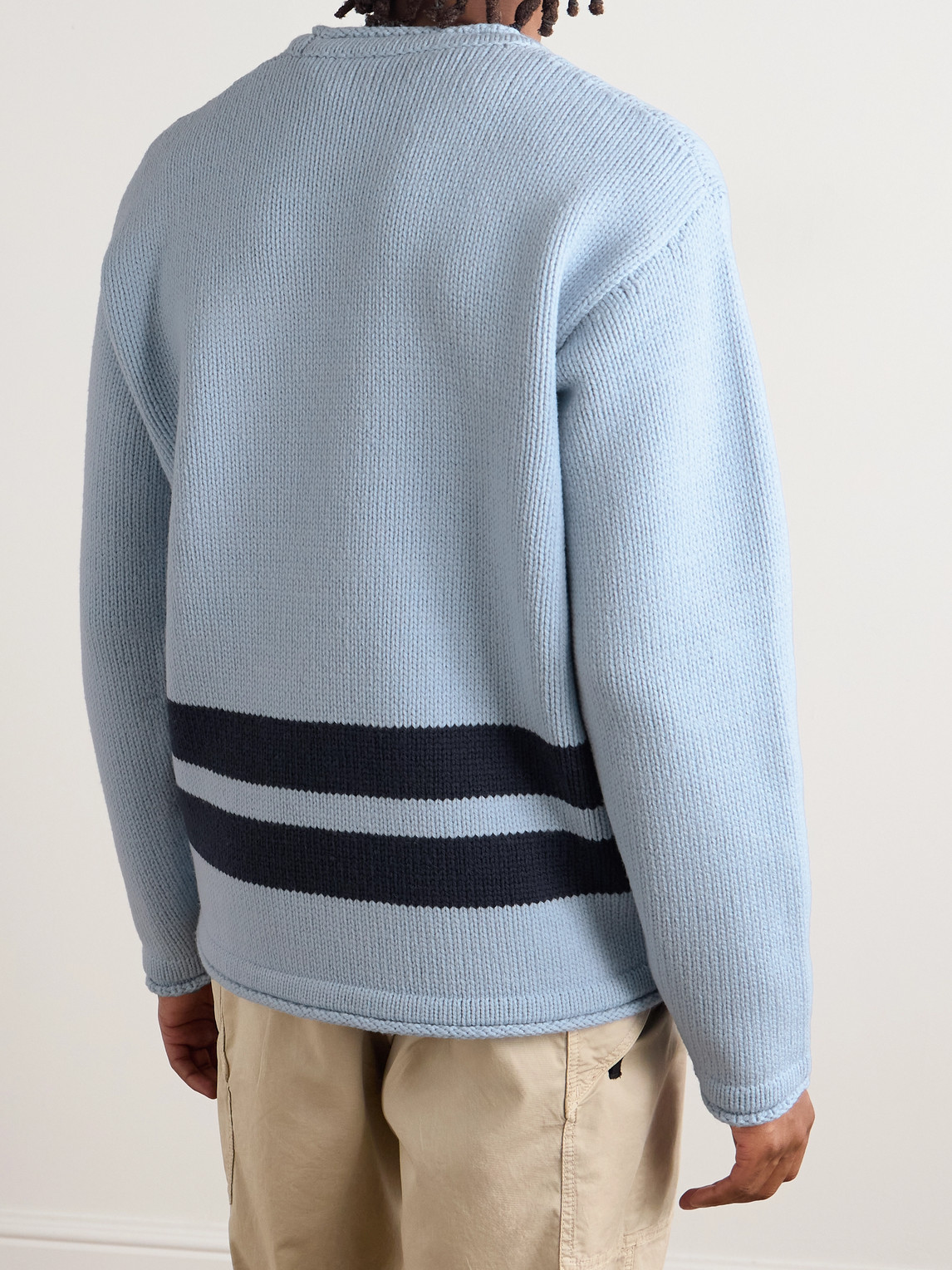 Stone Island Marina Logo-print Striped Wool Sweater In Blue