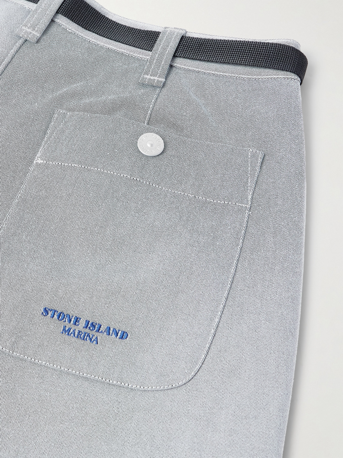 Stone Island Marina Wide-leg Belted Pleated Cotton-blend Gabardine Trousers In Blue