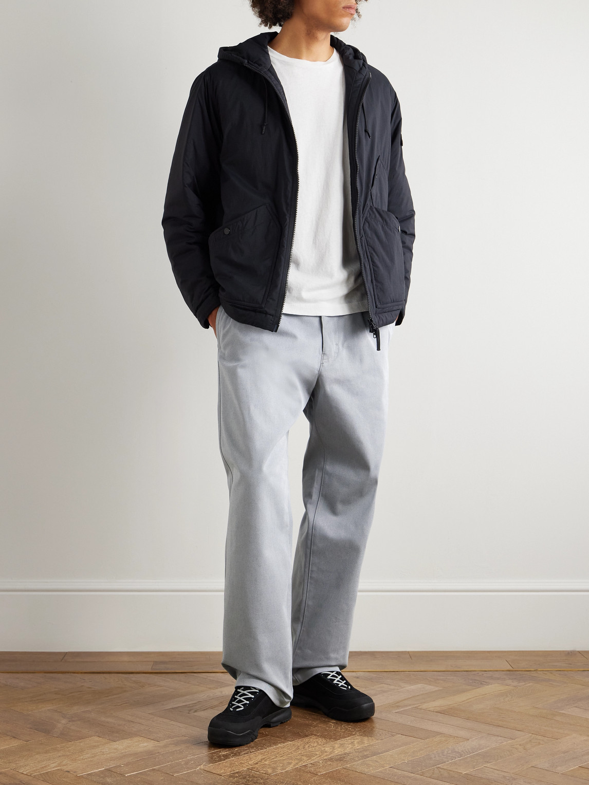 Stone Island Marina Wide-leg Belted Pleated Cotton-blend Gabardine Trousers In Blue