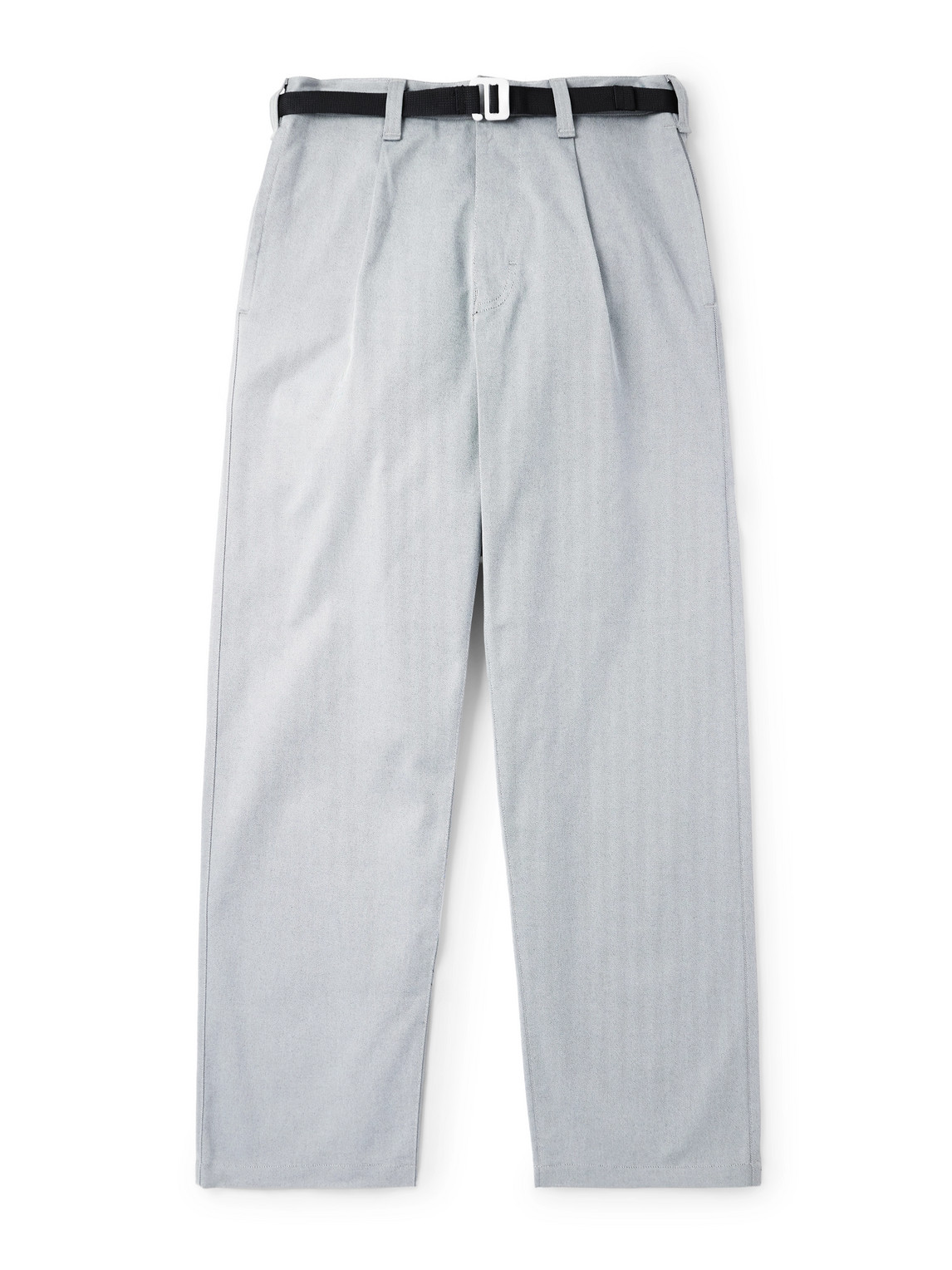 Stone Island Marina Wide-leg Belted Pleated Cotton-blend Gabardine Trousers In Blue