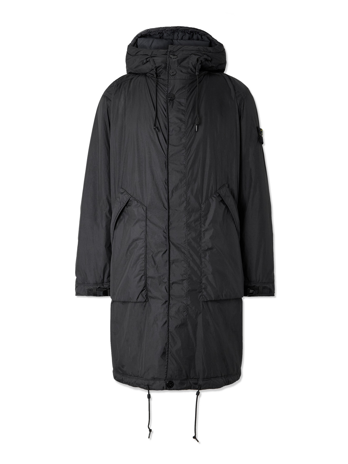 Stone Island Logo-appliquéd Crinkle Reps Hooded Parka In Black