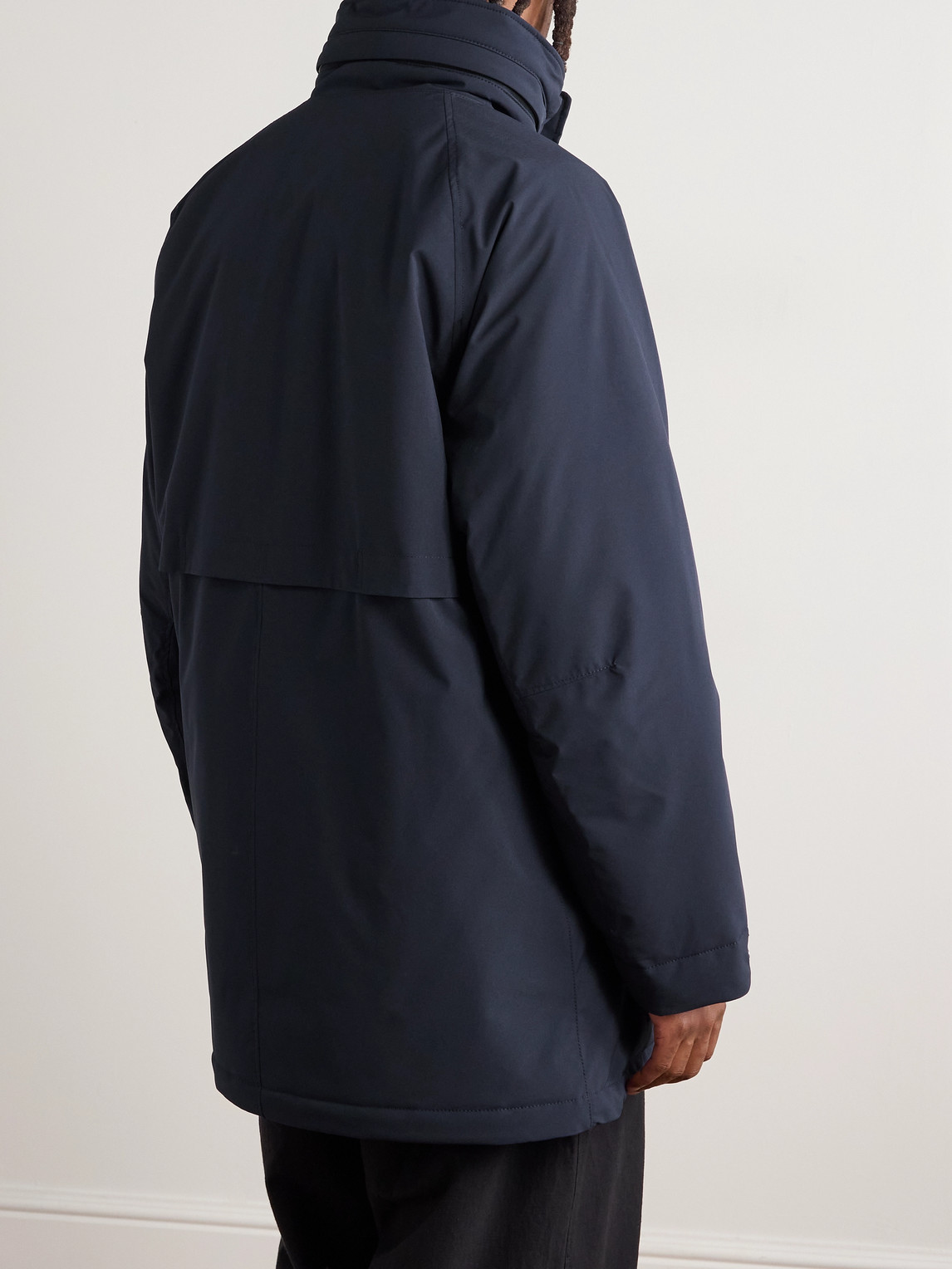 Stone Island Logo-appliquéd Shell Coat In Blue