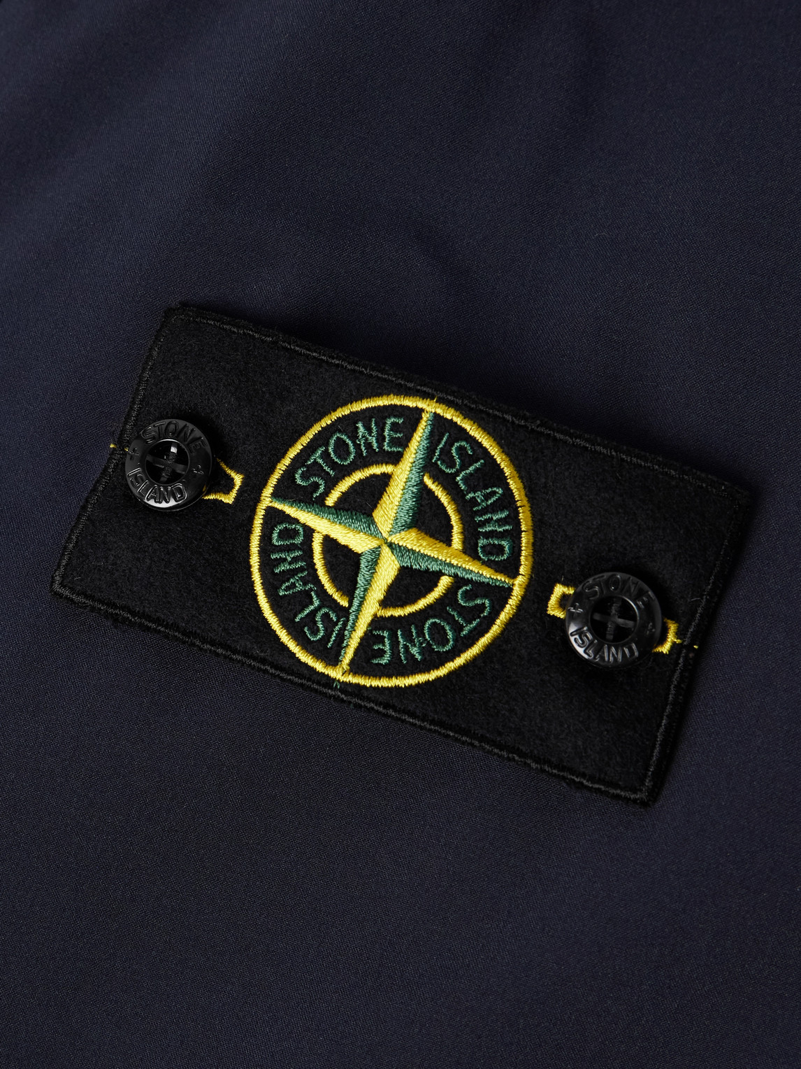 Stone Island Logo-appliquéd Shell Coat In Blue