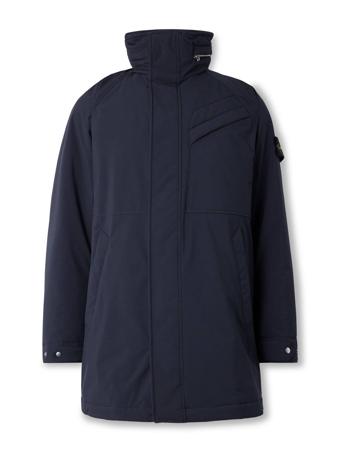 Stone Island Logo-appliquéd Shell Coat In Blue