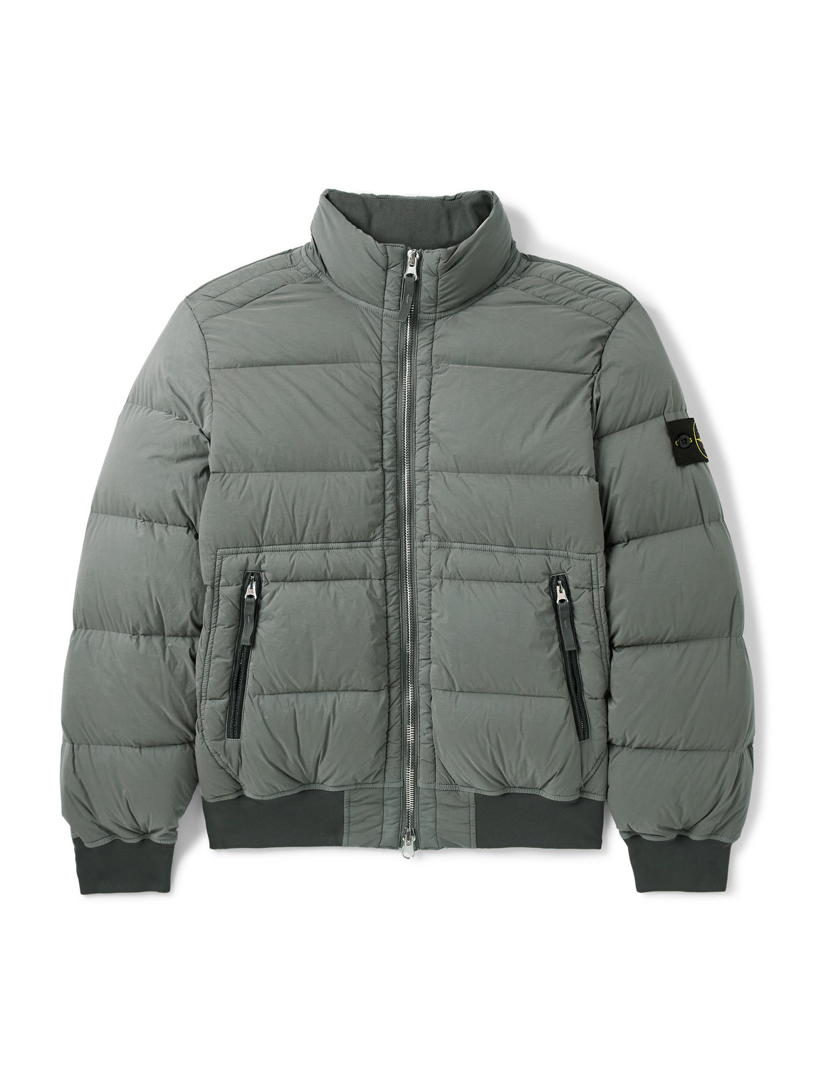 Logo-Appliquéd Quilted Shell Down Bomber Jacket