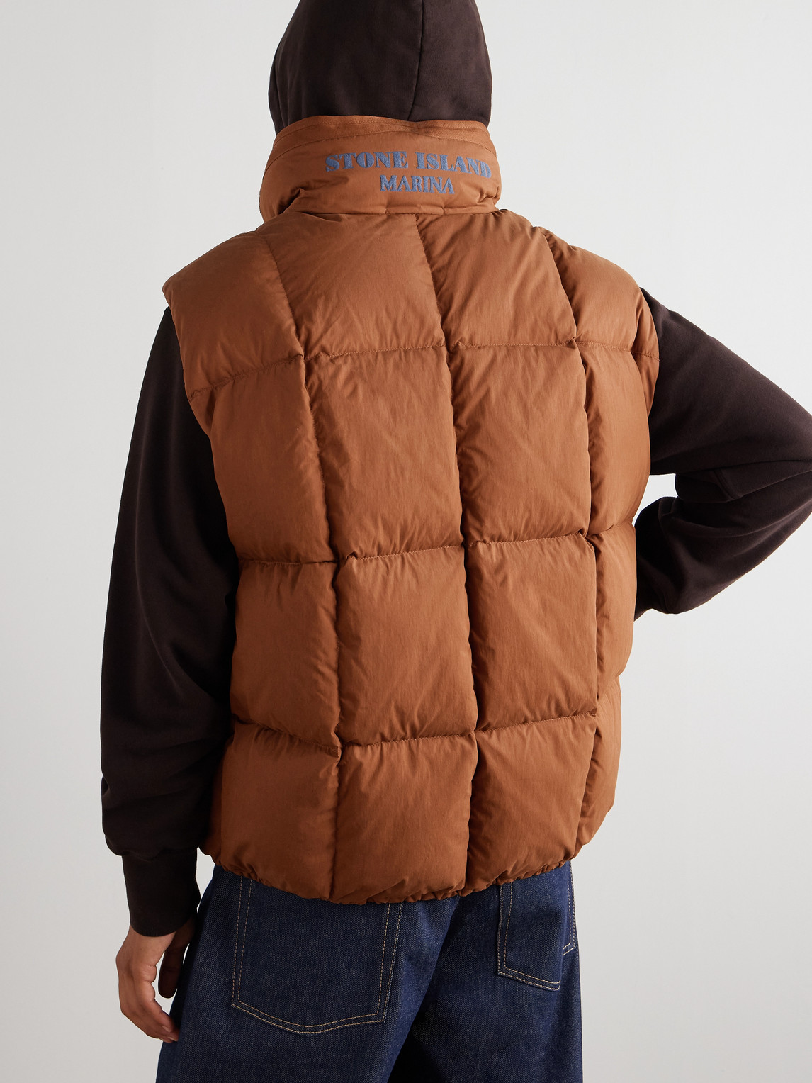 Stone Island Marina Quilted Padded Cotton-blend Down Gilet In Brown