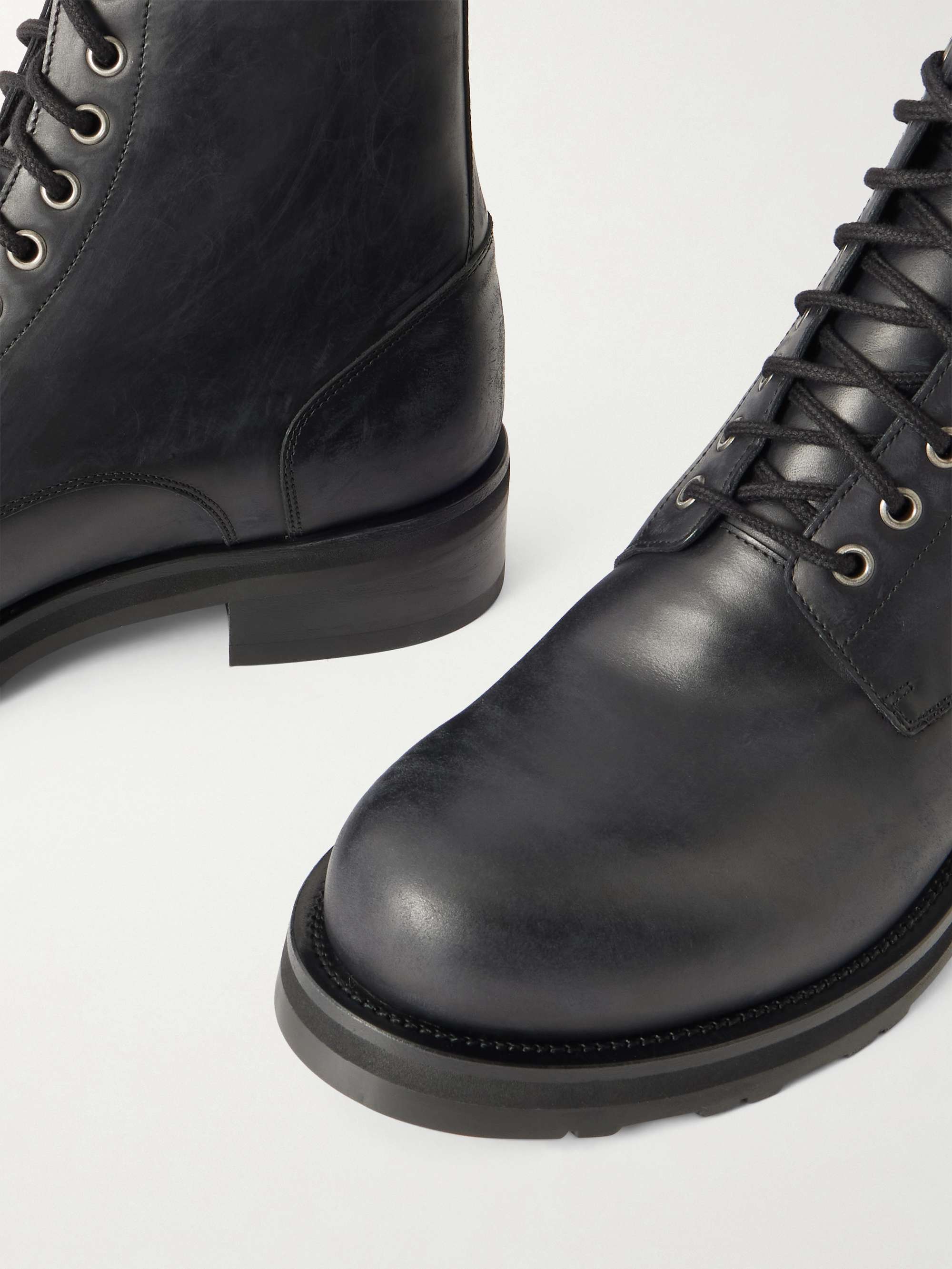 THE ROW Distressed Leather Lace-Up Boots for Men | MR PORTER