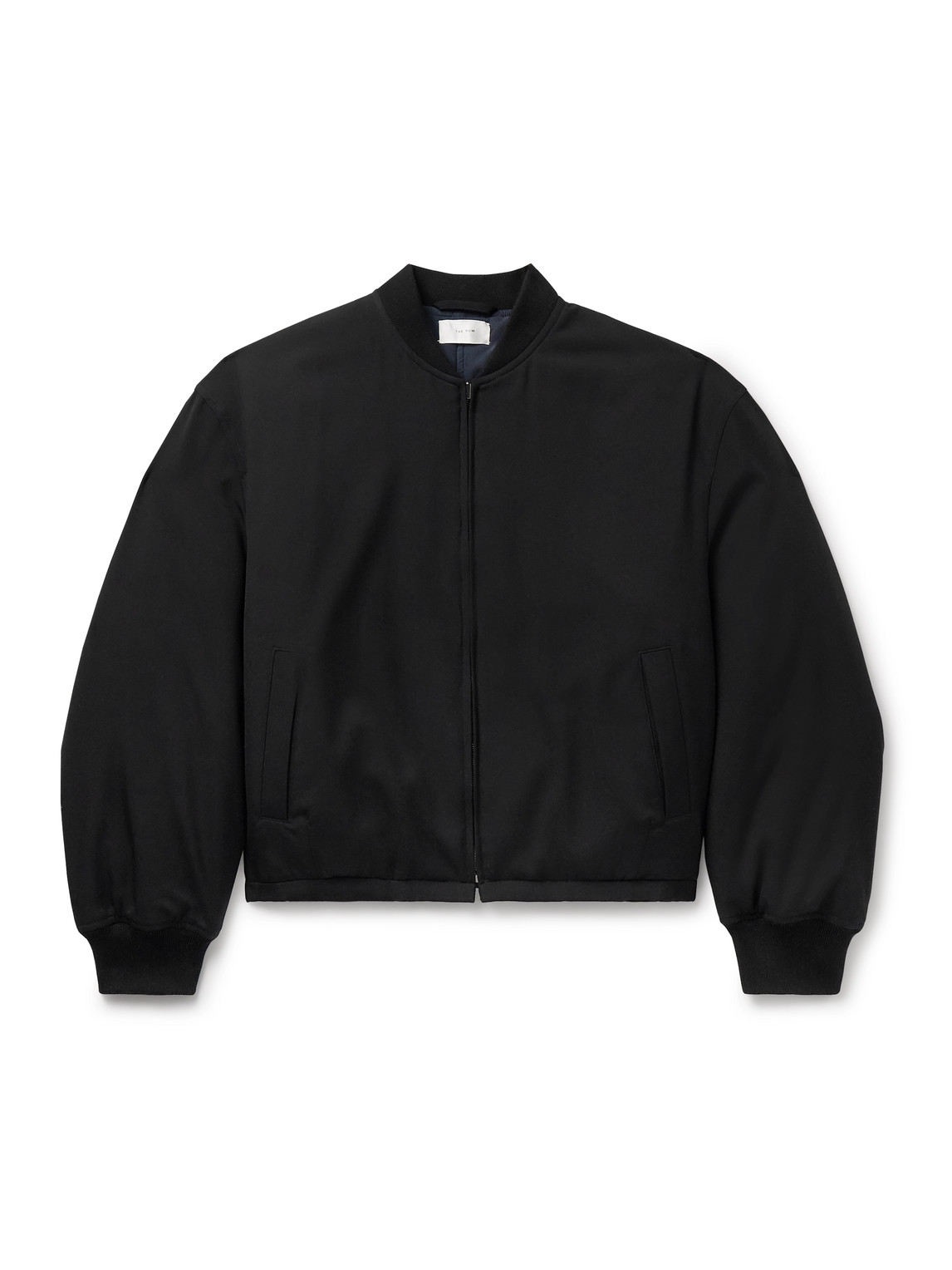 The Row Fenn Padded Wool-twill Bomber Jacket In Black