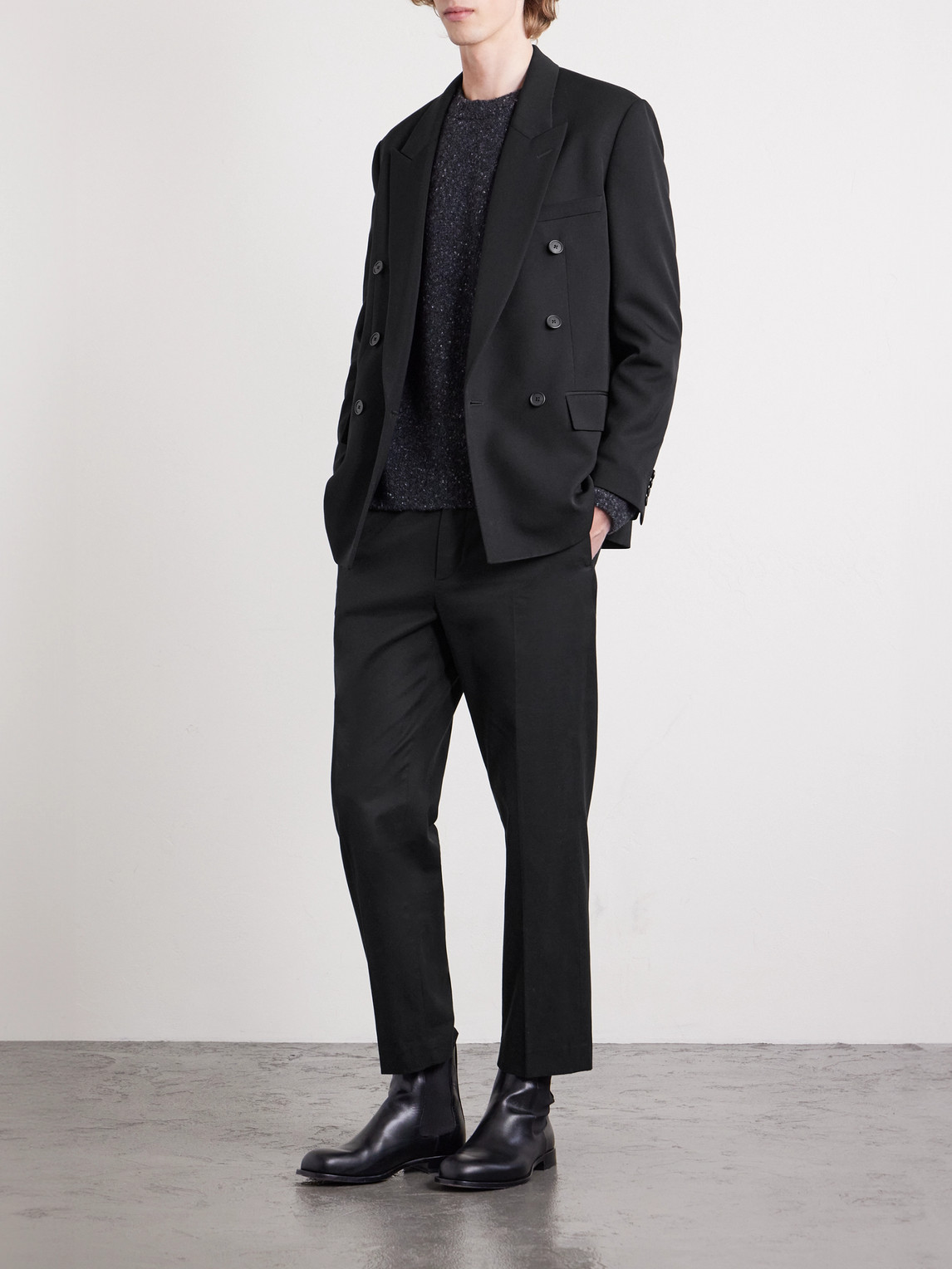 The Row Perin Double-breasted Wool-gabardine Blazer In Black