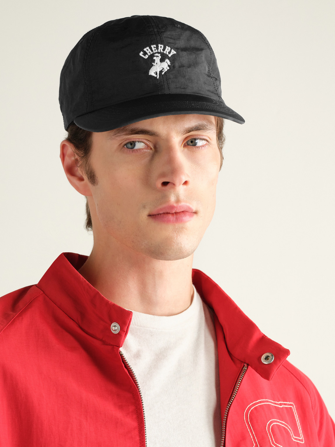Cherry Los Angeles Western Tennis Logo-embroidered Twill Baseball Cap In Black