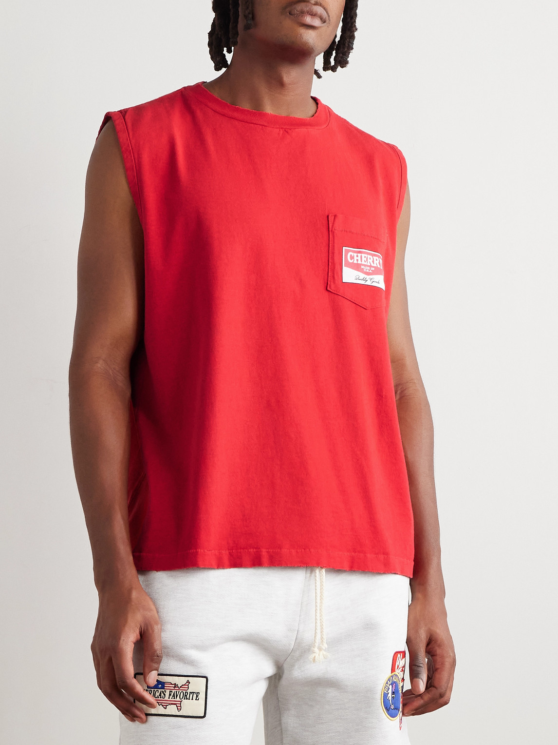 Cherry Los Angeles Logo-print Cotton-jersey Tank Top In Red