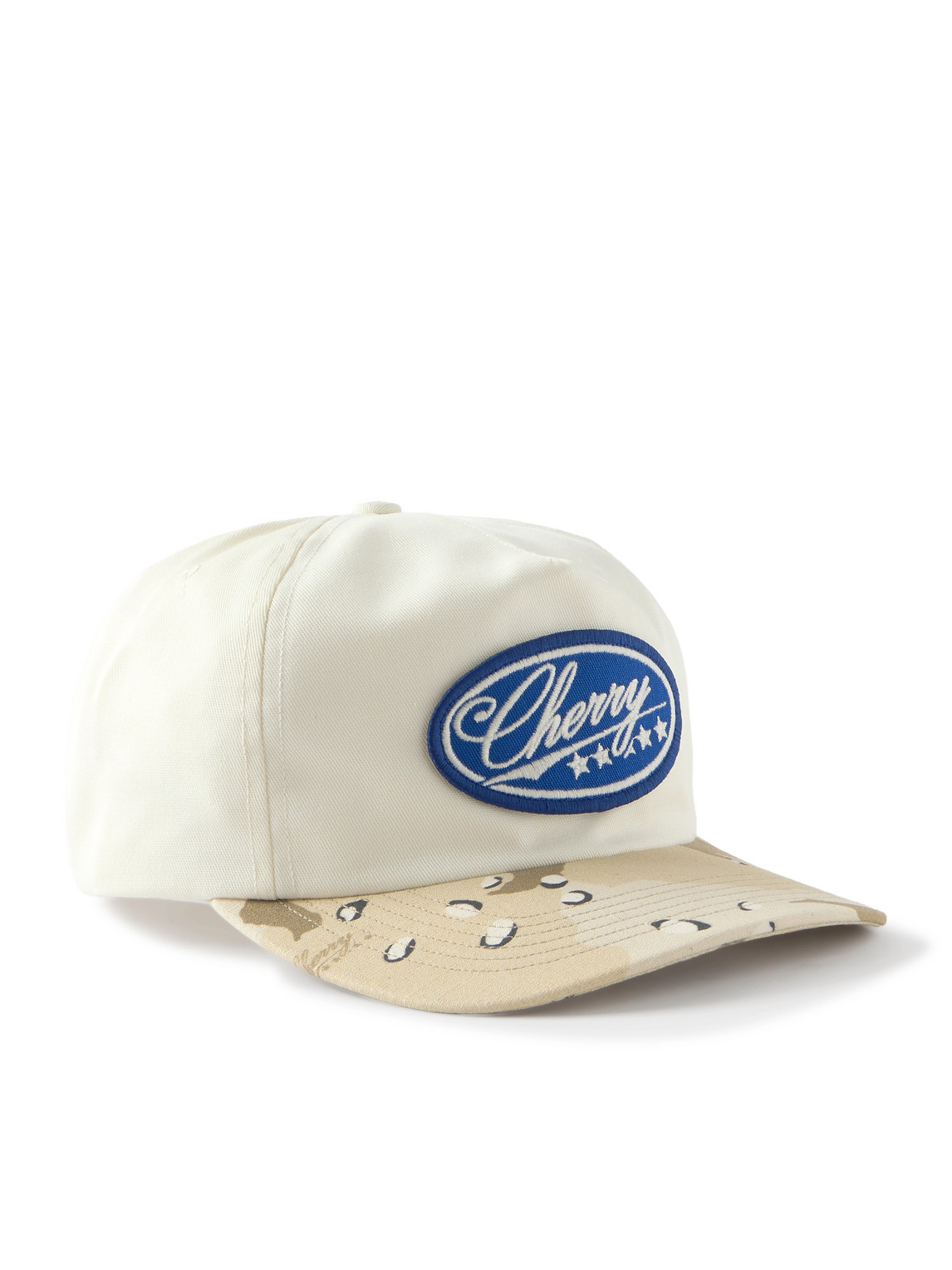 Cherry Los Angeles Logo-appliquéd Camouflage-print Cotton-twill Baseball Hat In Gray