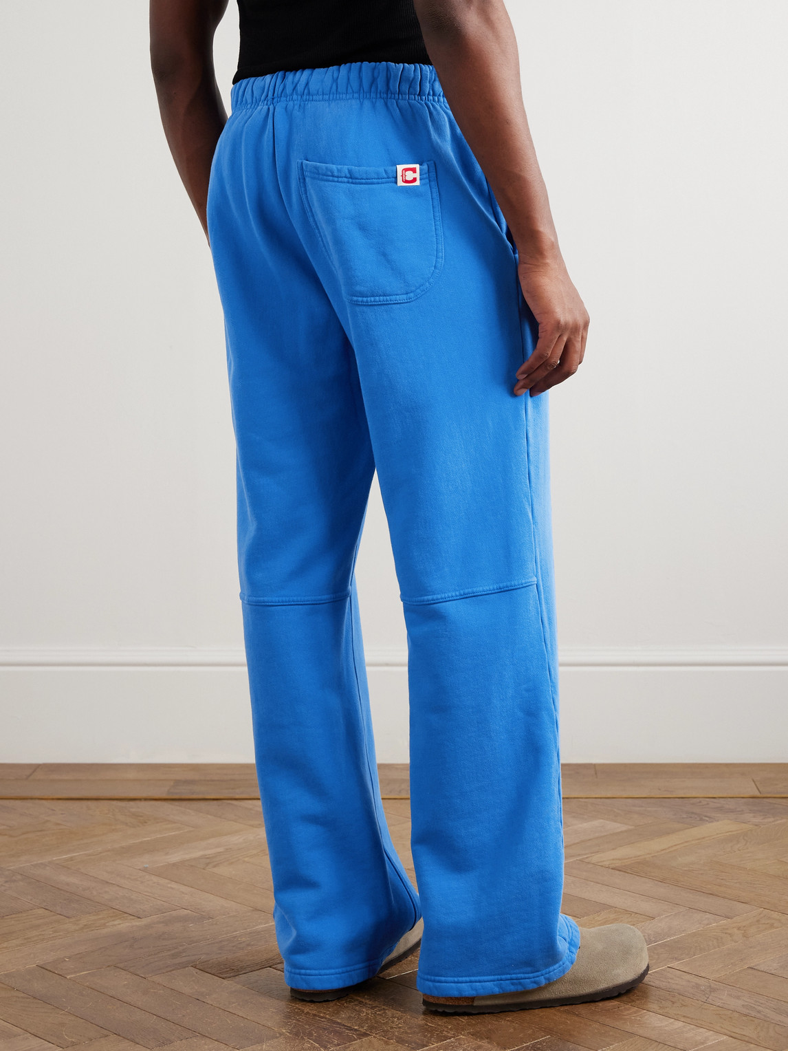 Cherry Los Angeles Straight-leg Logo-embroidered Cotton-jersey Sweatpants In Blue