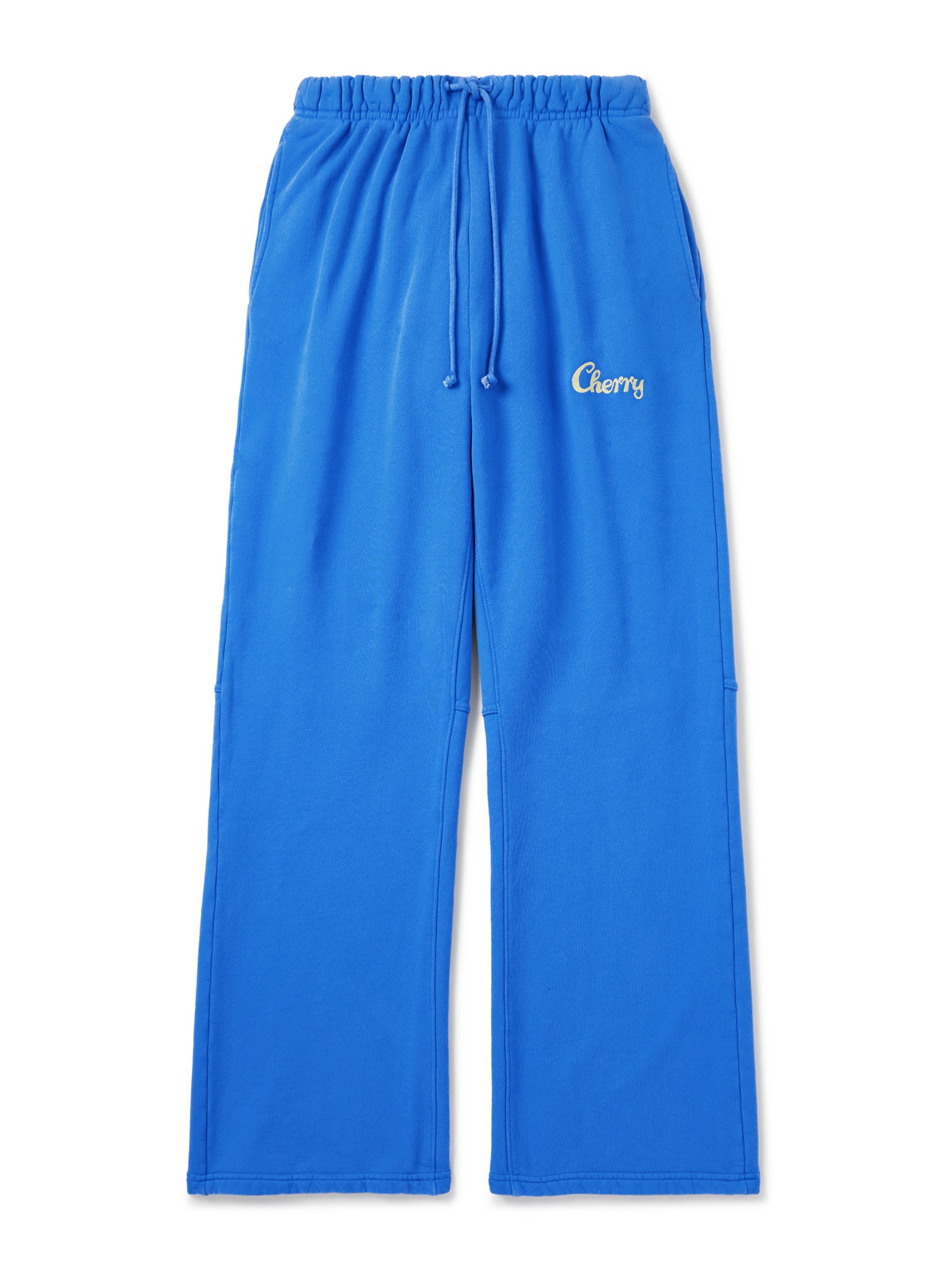 Cherry Los Angeles Straight-leg Logo-embroidered Cotton-jersey Sweatpants In Blue