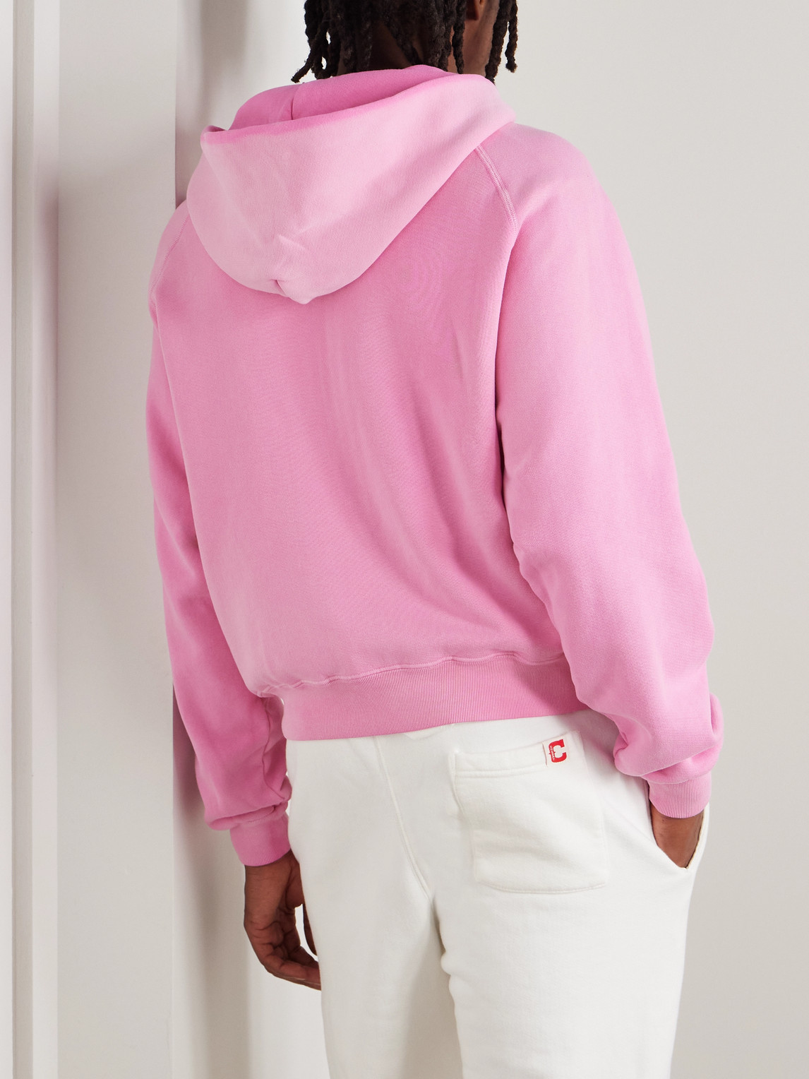 Cherry Los Angeles Logo-appliquéd Cotton-jersey Zip-up Hoodie In Pink