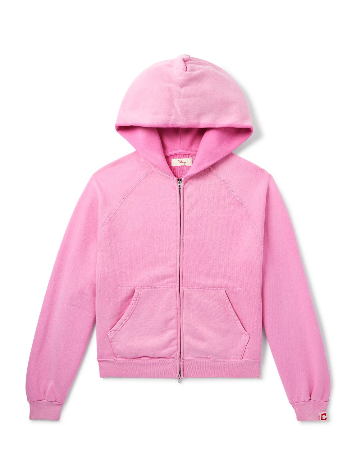 Cherry Los Angeles Logo-appliquéd Cotton-jersey Zip-up Hoodie In Pink
