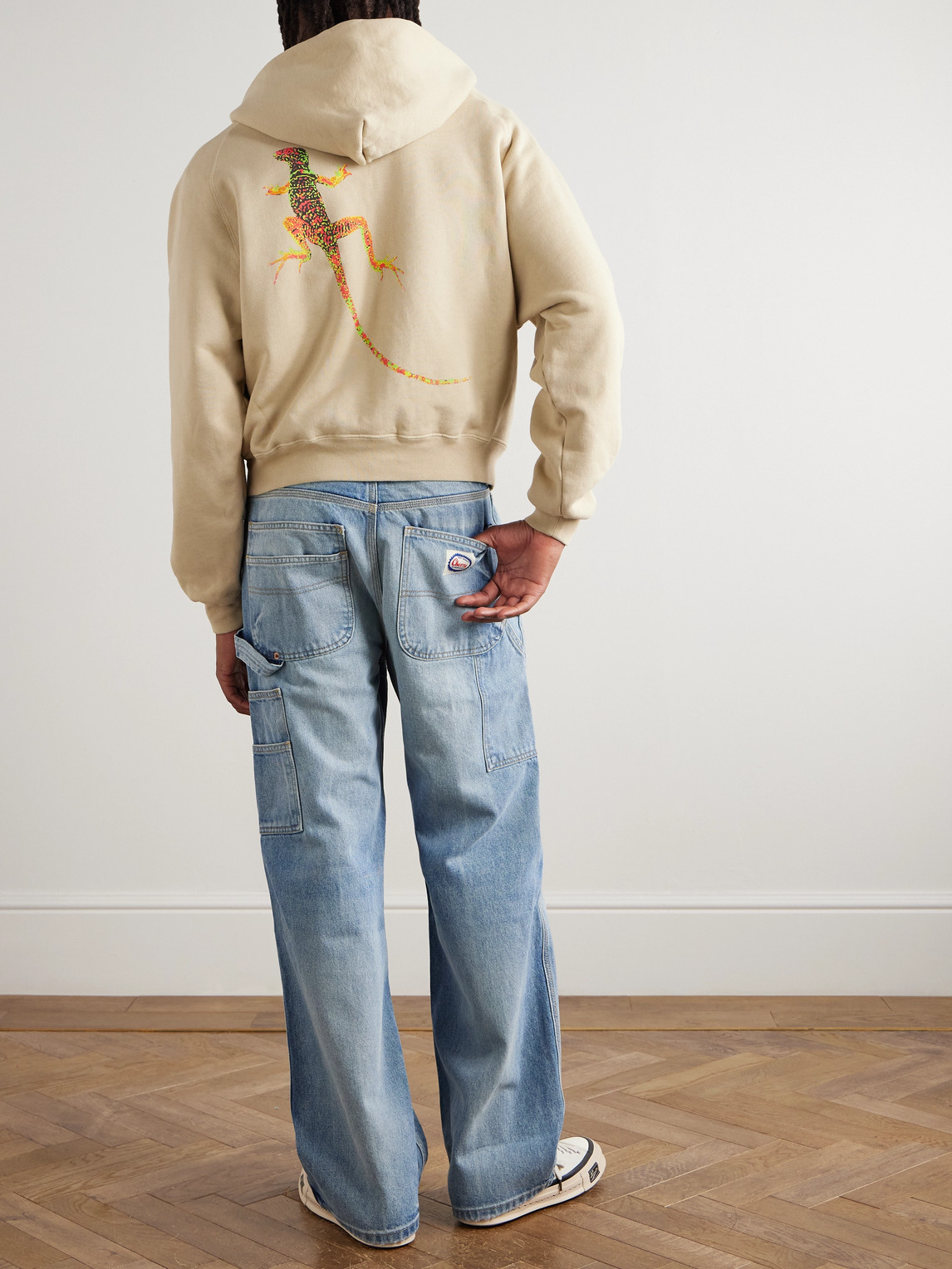 Cherry Los Angeles Desert Gecko Logo-appliquéd Printed Cotton-jersey Zip-up Hoodie In Neutral