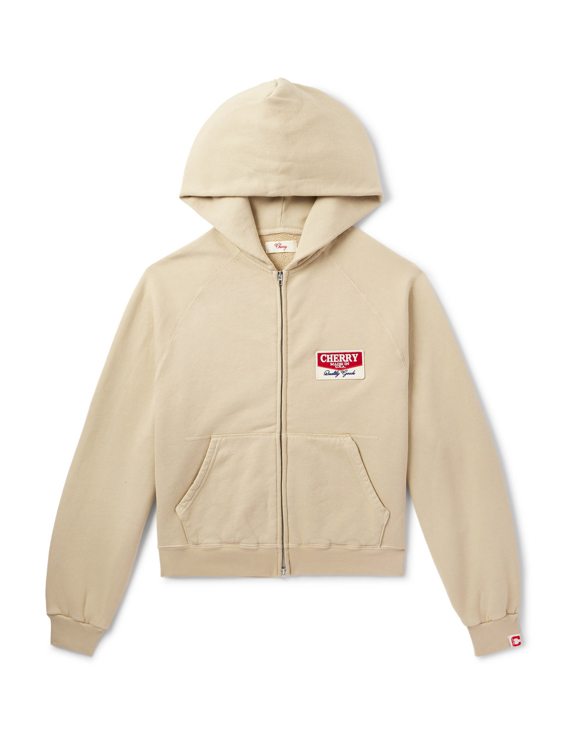 Cherry Los Angeles Desert Gecko Logo-appliquéd Printed Cotton-jersey Zip-up Hoodie In Neutral