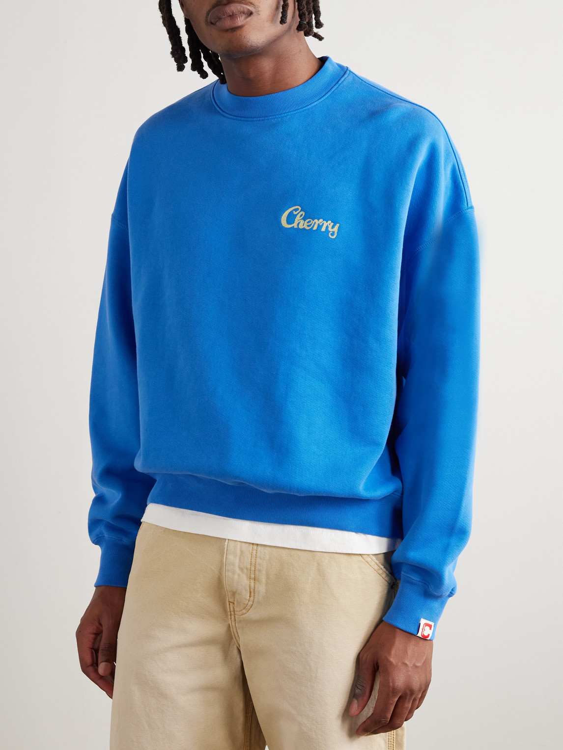 Cherry Los Angeles Logo-embroidered Cotton-jersey Sweatshirt In Blue