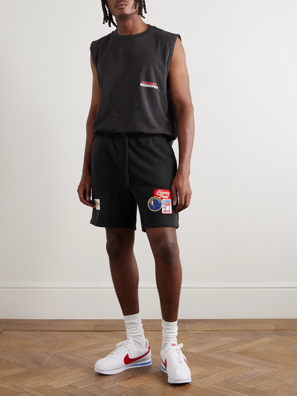 Cherry Los Angeles Desert Gecko Printed Cotton-jersey Tank Top In Black