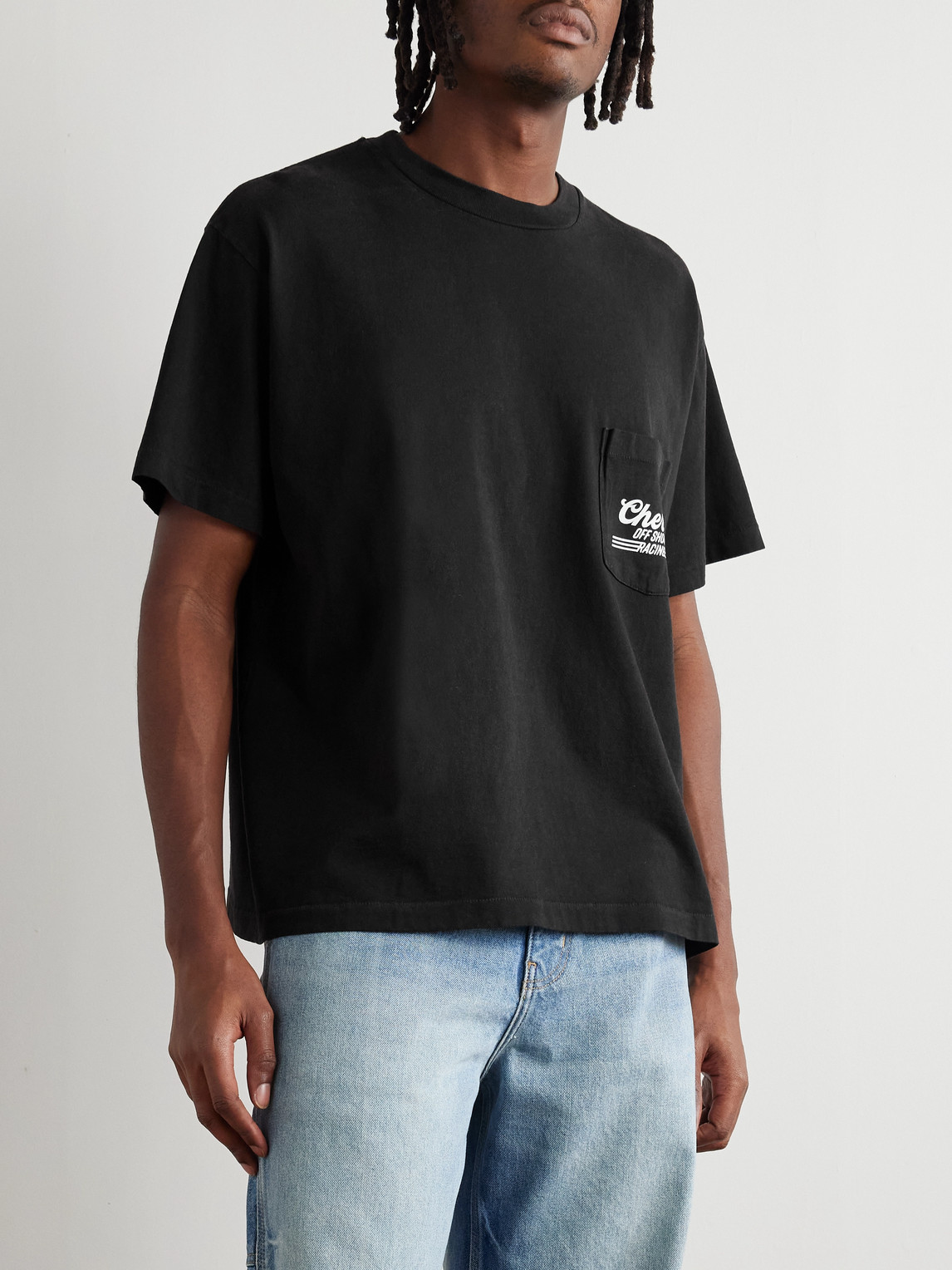 Cherry Los Angeles Offshore Racing Printed Cotton-jersey T-shirt In Black