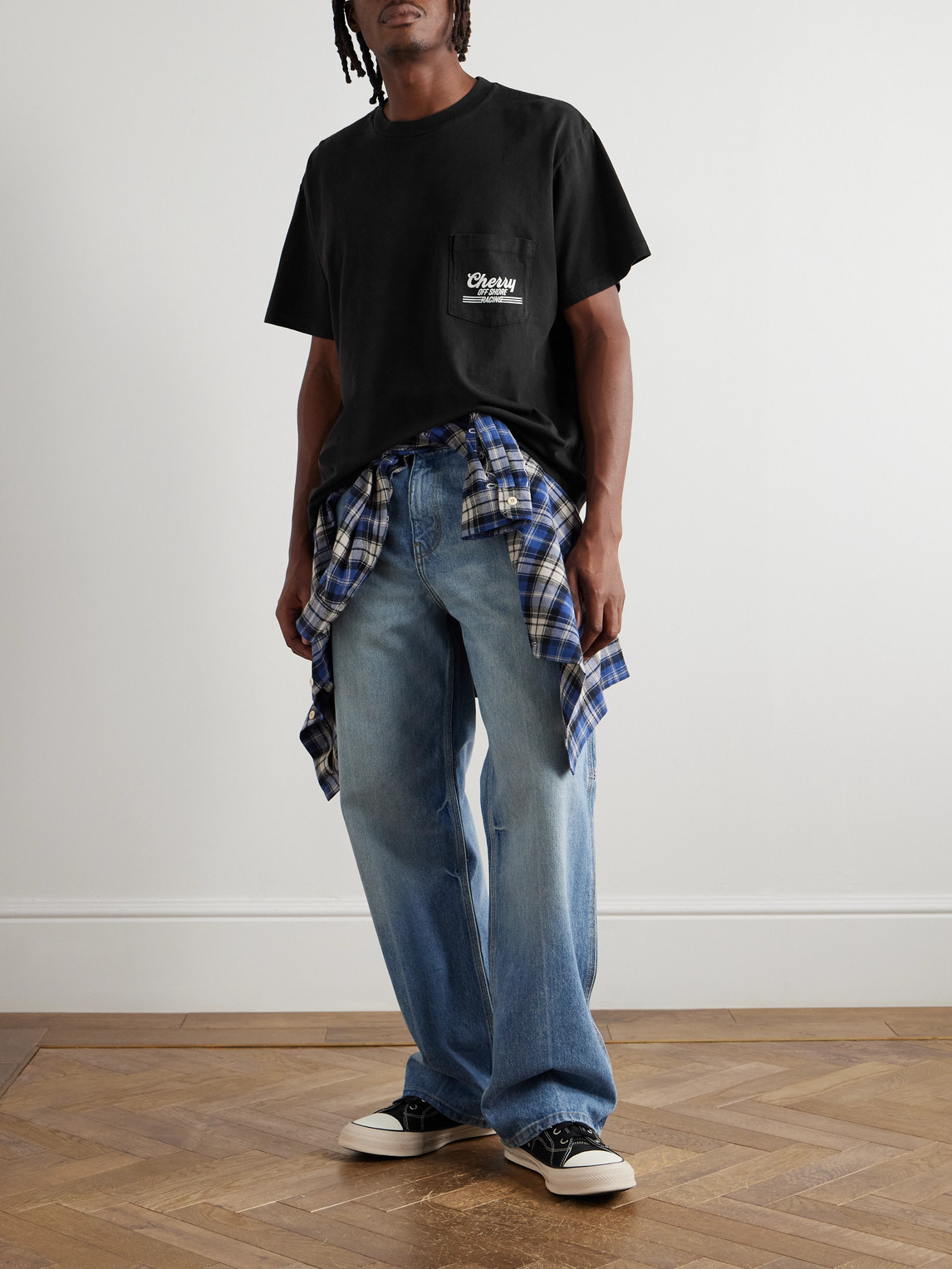 Cherry Los Angeles Offshore Racing Printed Cotton-jersey T-shirt In Black
