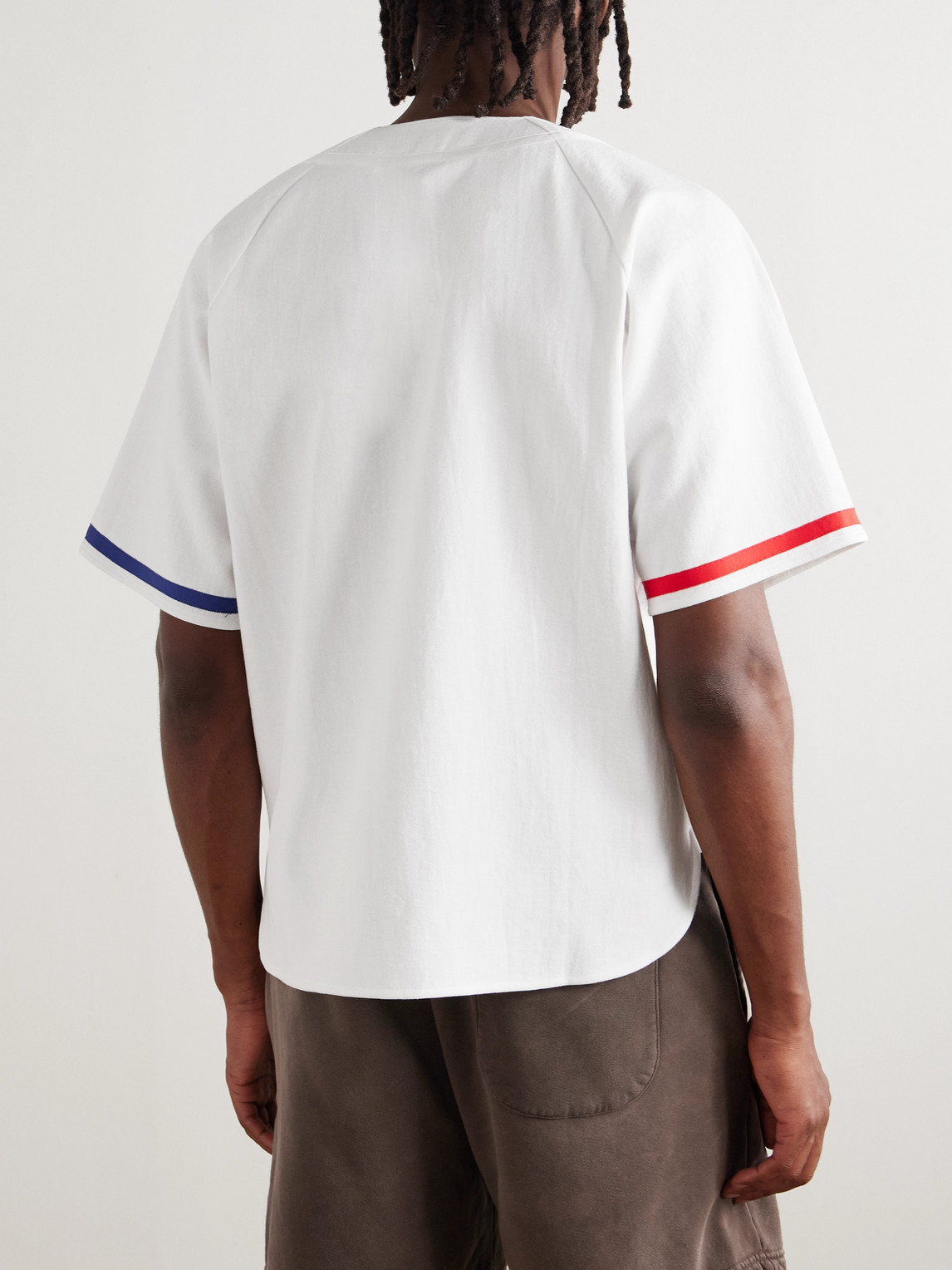 Cherry Los Angeles Logo-appliquéd Striped Cotton-twill Shirt In White