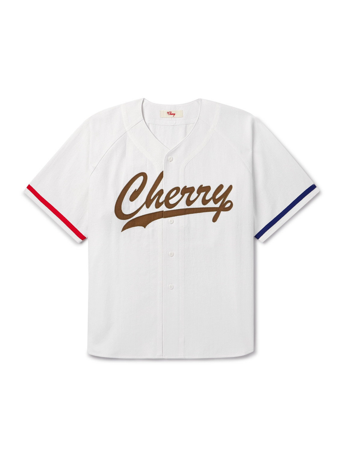 Cherry Los Angeles Logo-appliquéd Striped Cotton-twill Shirt In White
