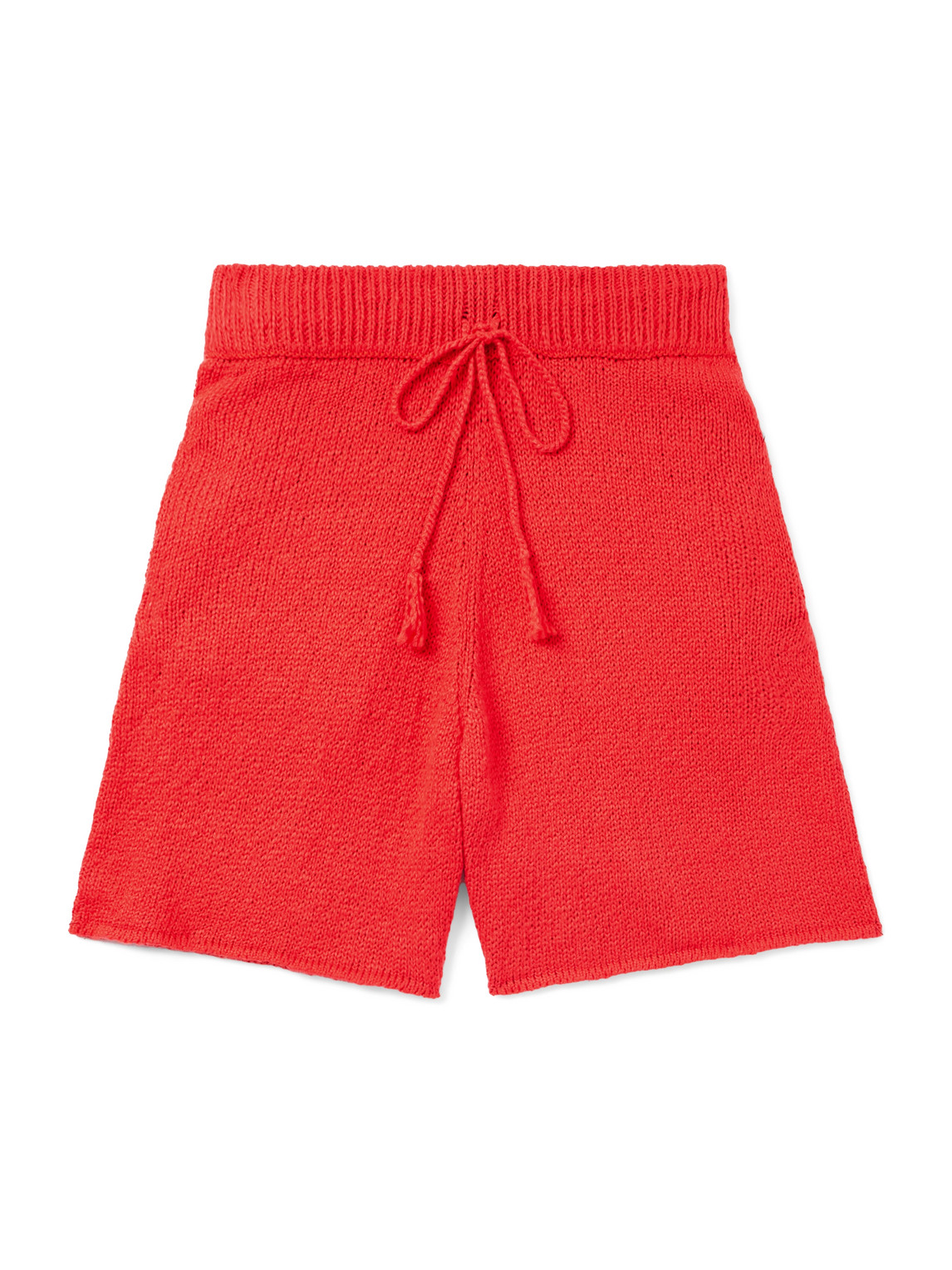 Cherry Los Angeles Straight-leg Cotton Drawstring Shorts In White
