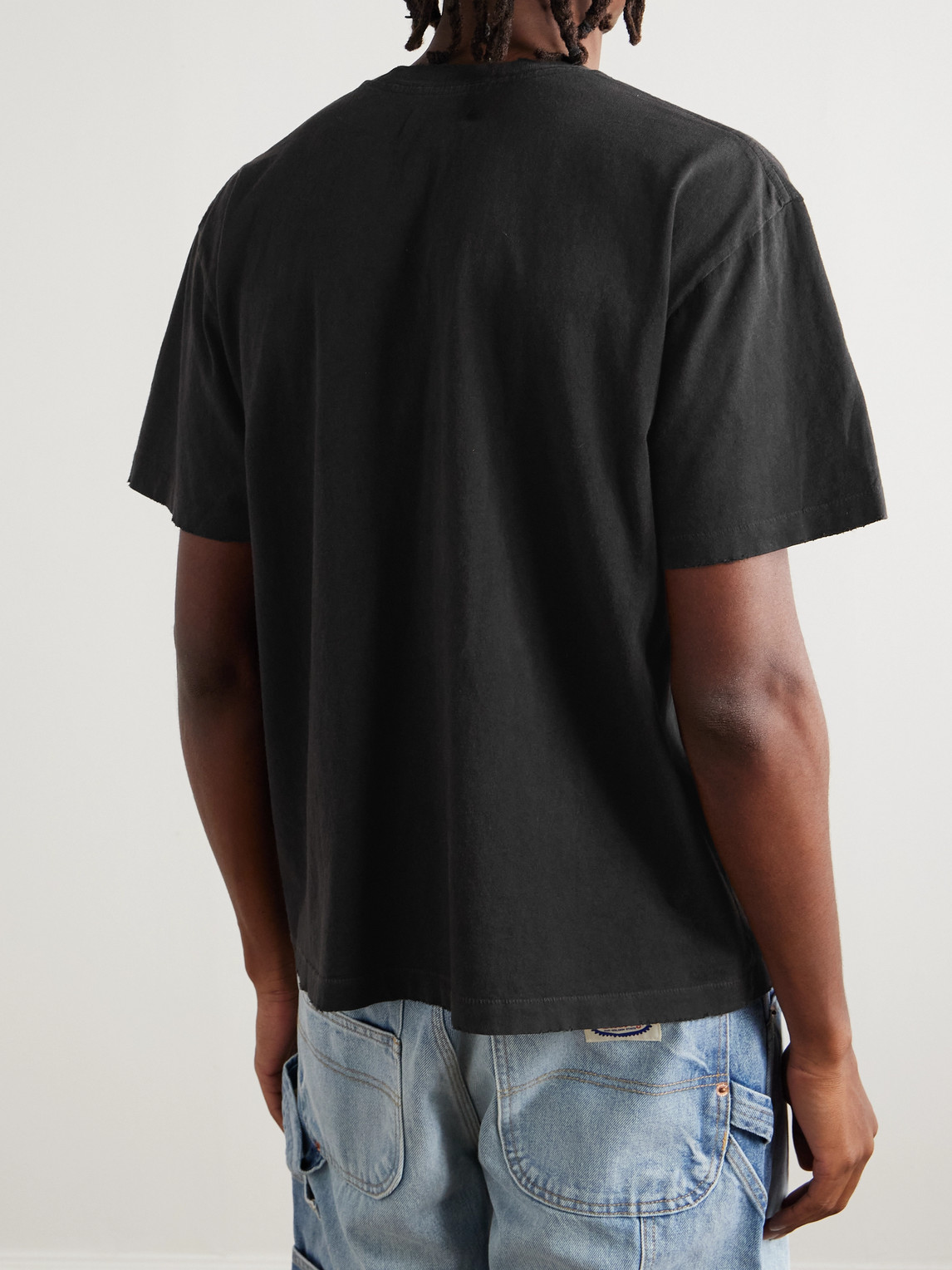 Cherry Los Angeles Garment-dyed Logo-print Distressed Cotton-jersey T-shirt In Gray