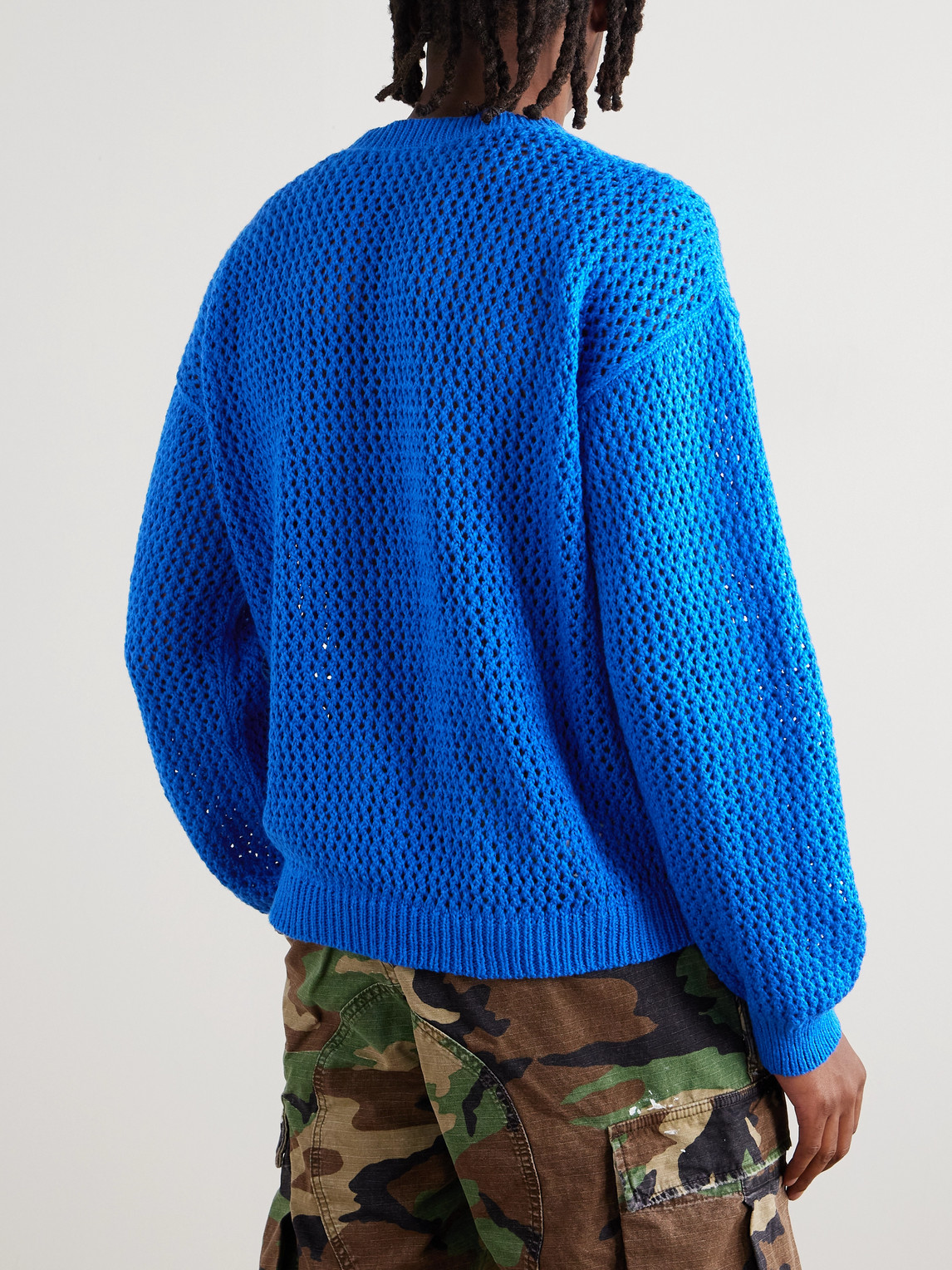 Cherry Los Angeles Intarsia Cotton Sweater In Blue