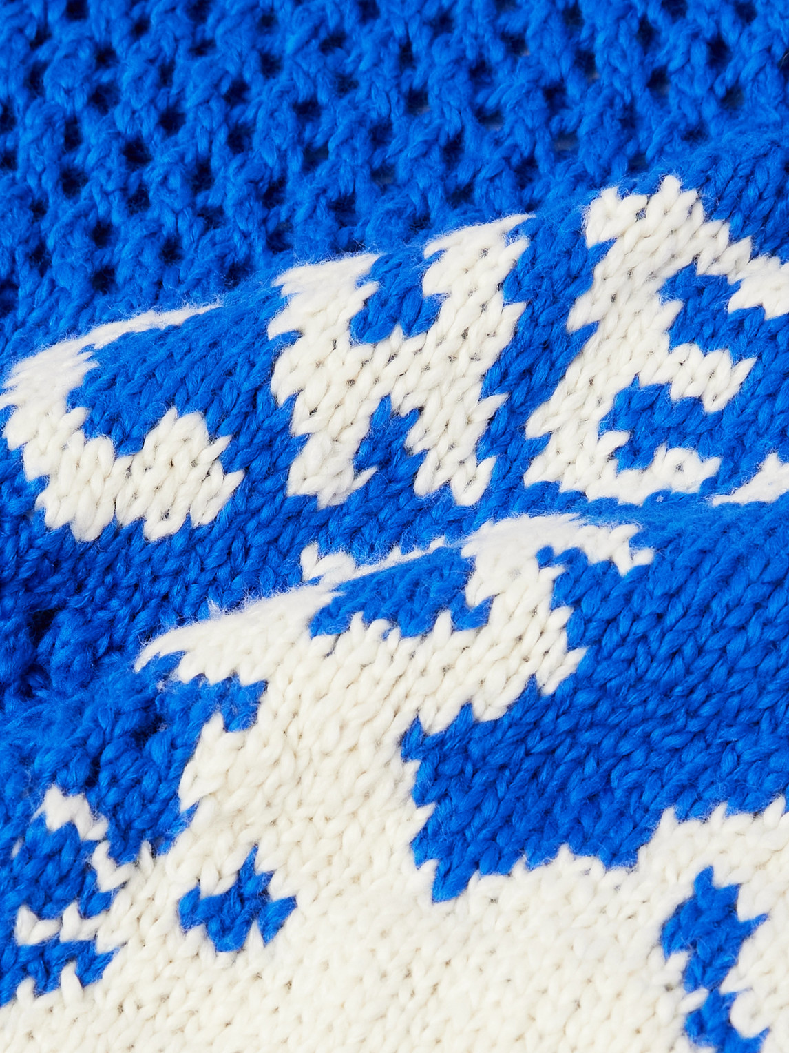 Cherry Los Angeles Intarsia Cotton Sweater In Blue