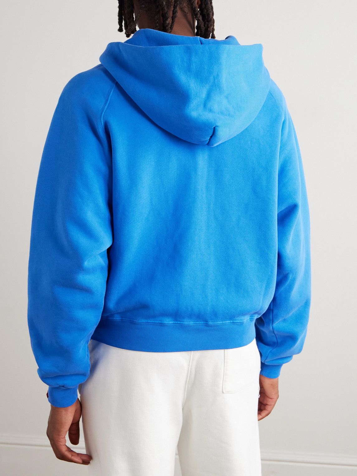 Cherry Los Angeles Logo-appliquéd Cotton-jersey Zip-up Hoodie In Blue