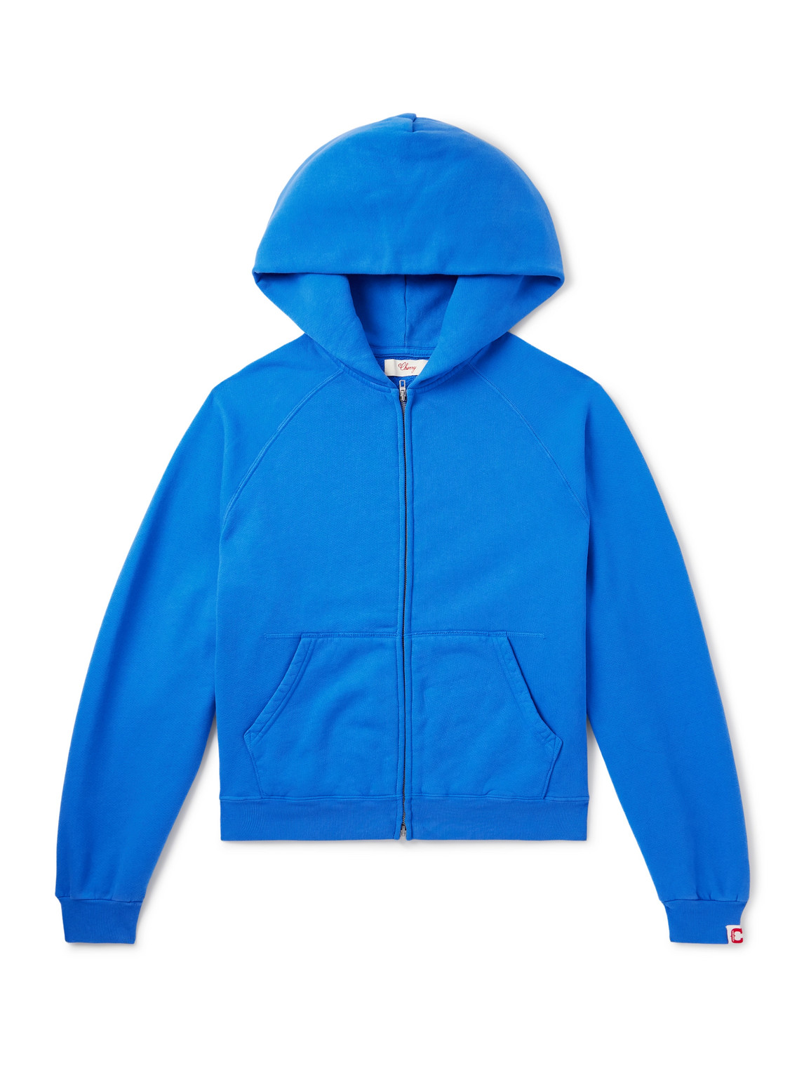 Cherry Los Angeles Logo-appliquéd Cotton-jersey Zip-up Hoodie In Blue
