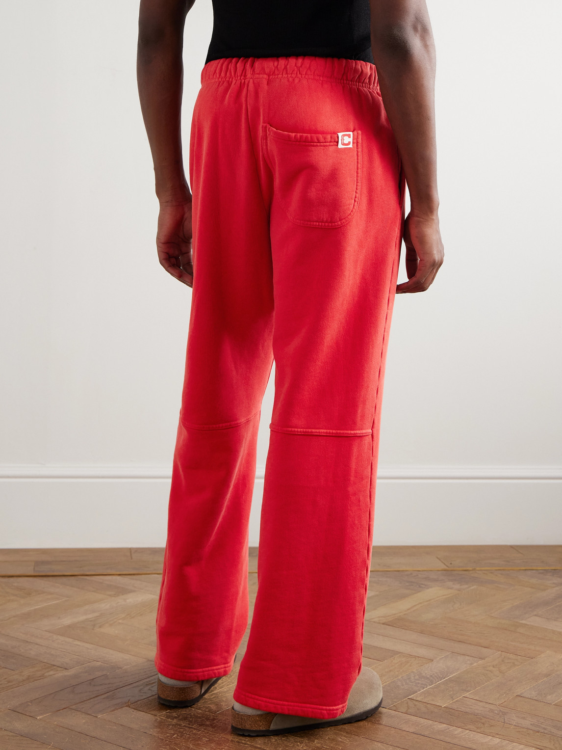 Cherry Los Angeles Straight-leg Logo-embroidered Cotton-jersey Sweatpants In Red