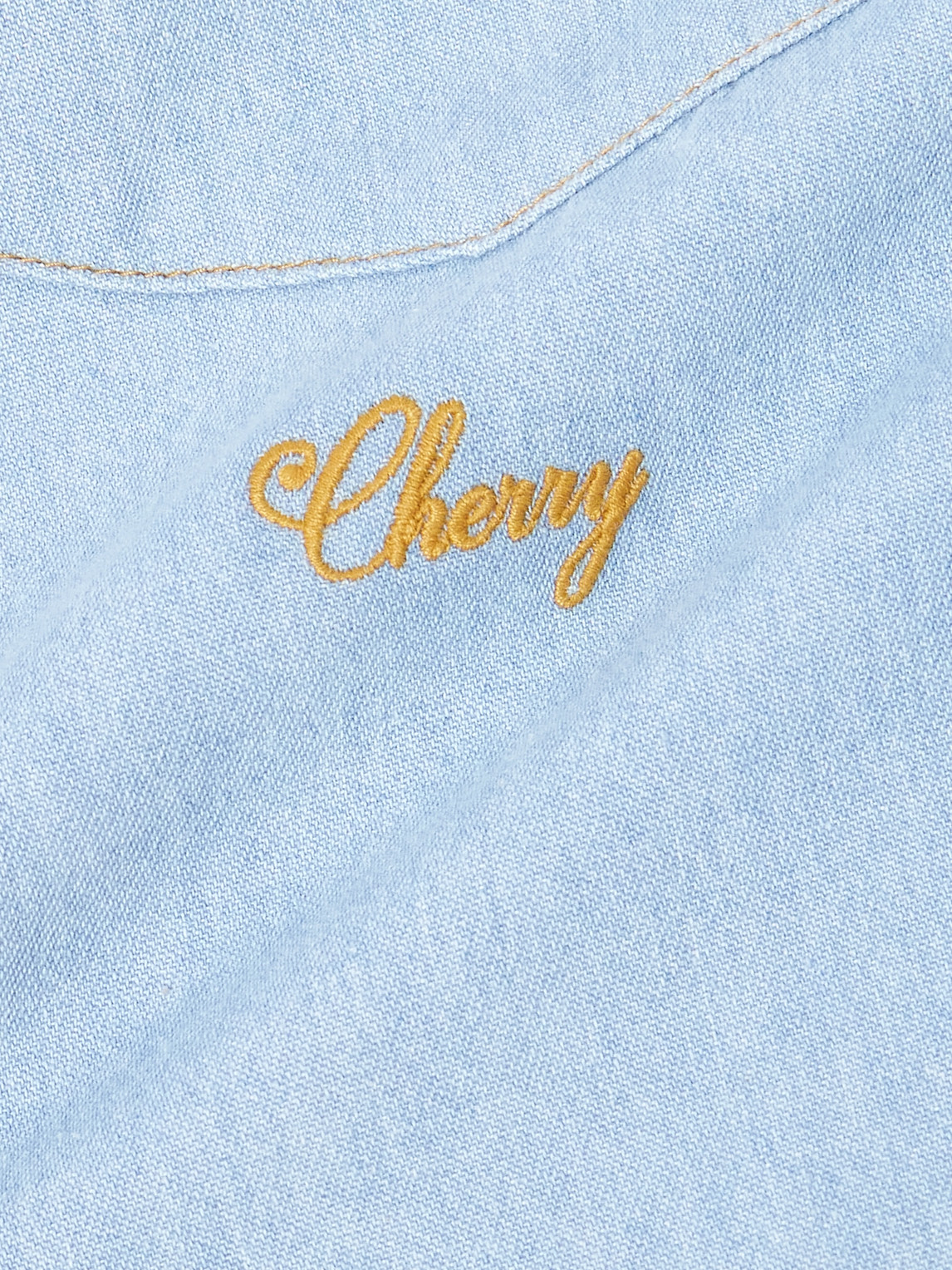 Cherry Los Angeles Logo-embroidered Cotton-chambray Western Shirt In Blue
