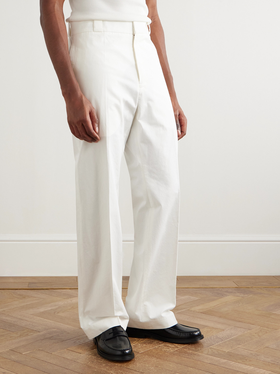 Cherry Los Angeles Straight-leg Cotton-twill Chinos In White