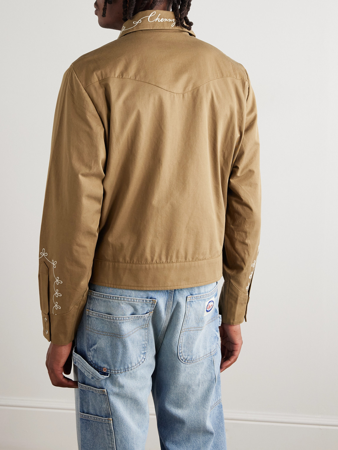 Cherry Los Angeles Charro Embroidered Cotton Jacket In Brown