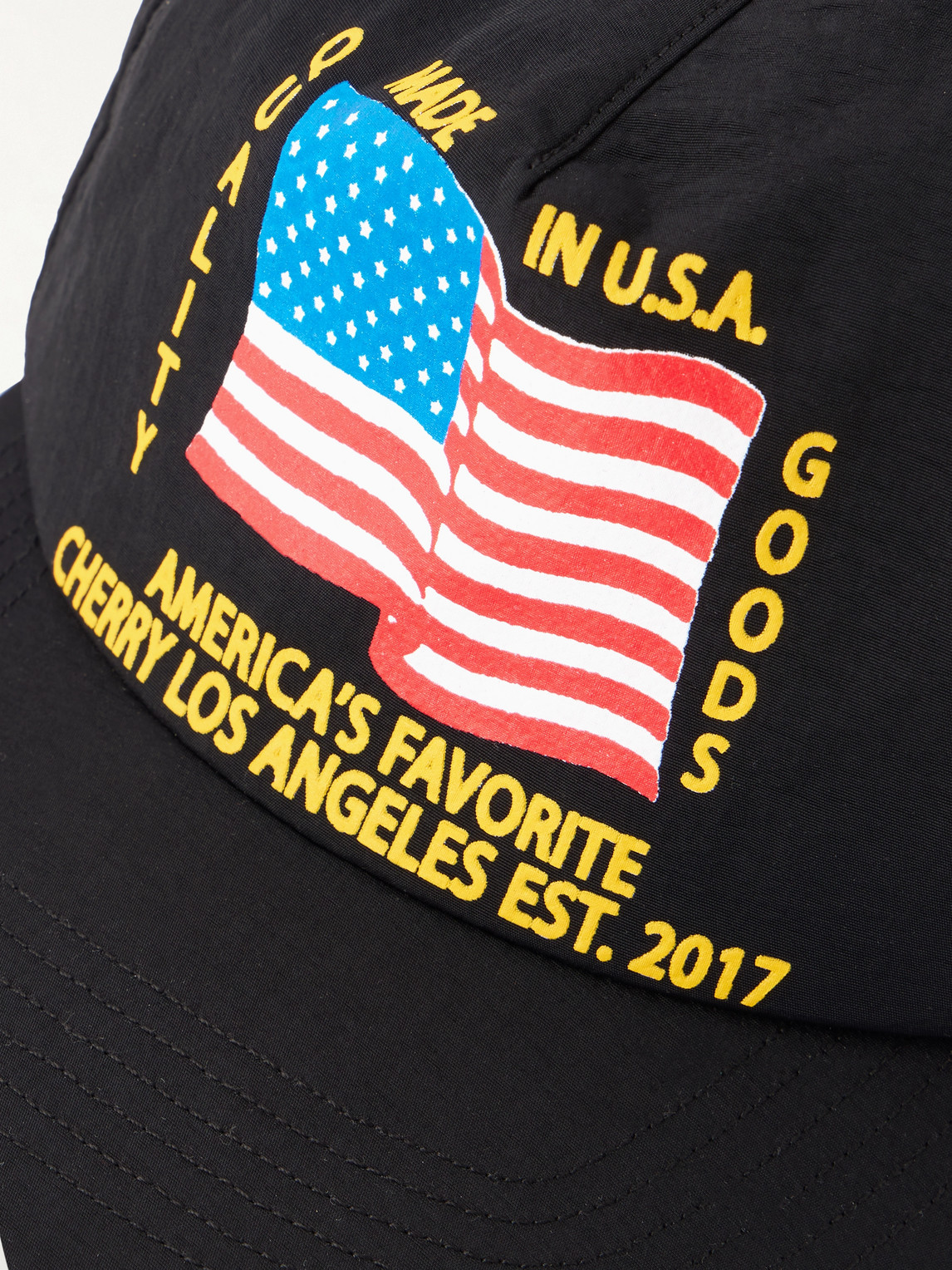 Cherry Los Angeles Printed Nylon Baseball Cap In Black