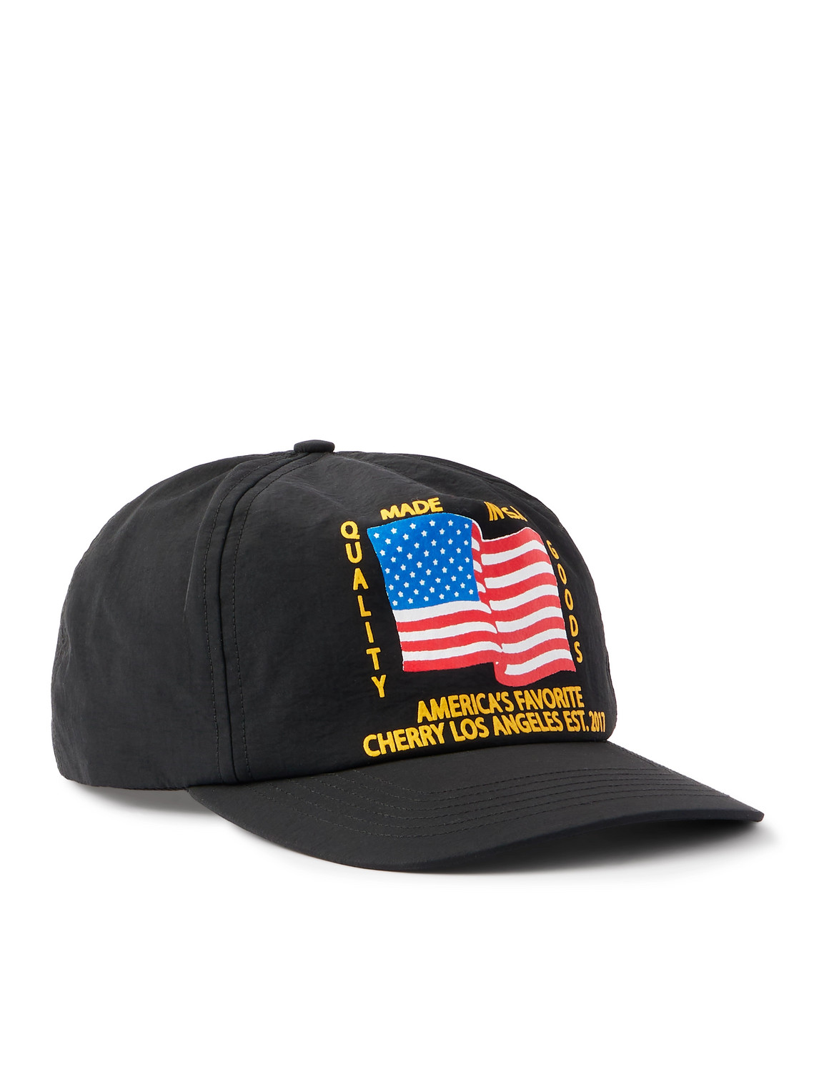 Cherry Los Angeles Printed Nylon Baseball Cap In Black