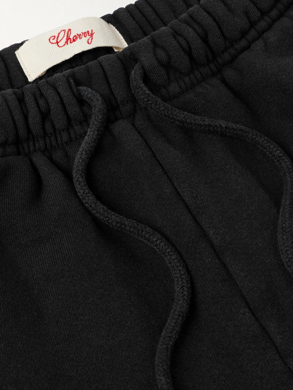 Cherry Los Angeles Straight-leg Appliquéd Cotton-jersey Drawstring Shorts In Black